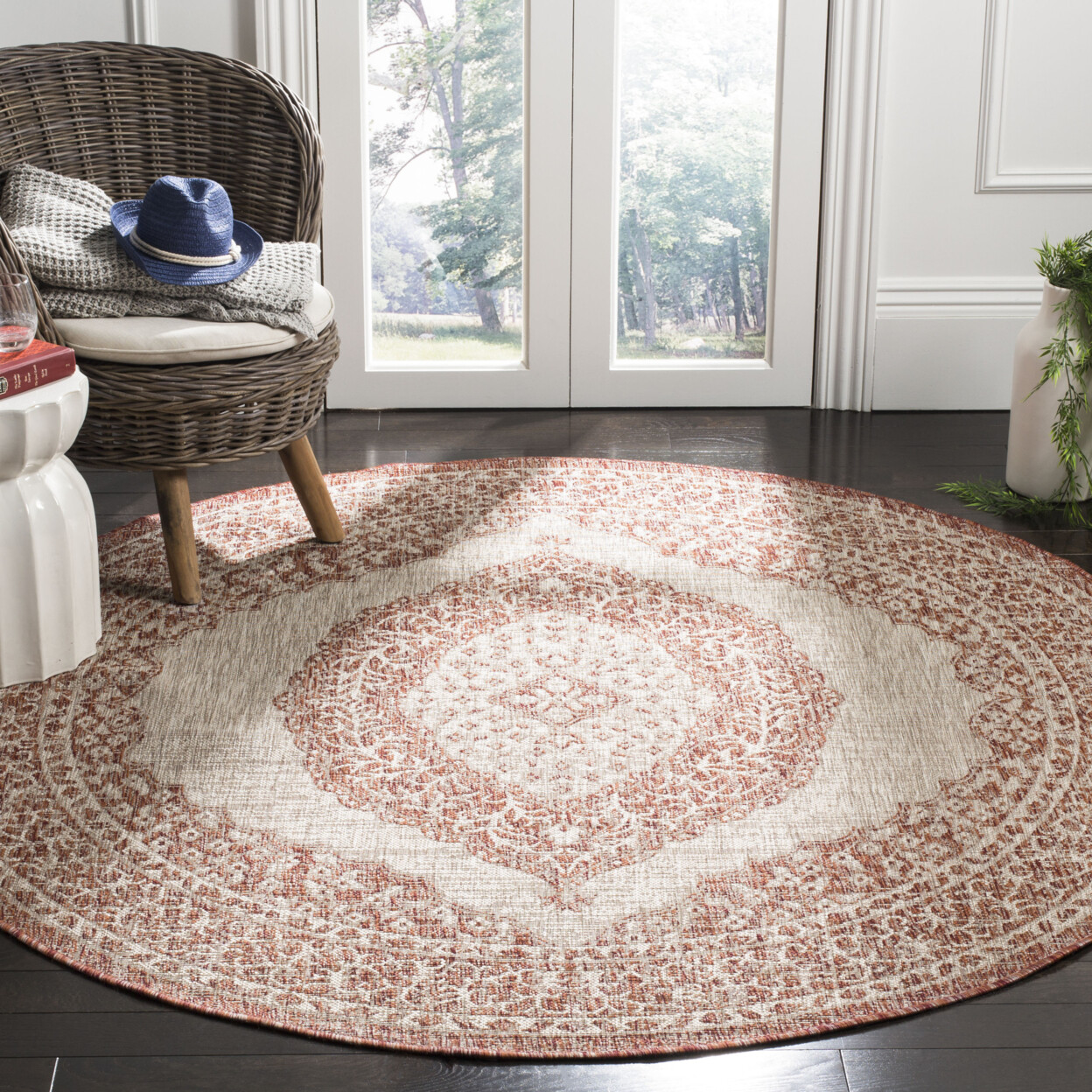 SAFAVIEH Outdoor CY8751-36512 Courtyard Lt Beige / Terracotta Rug