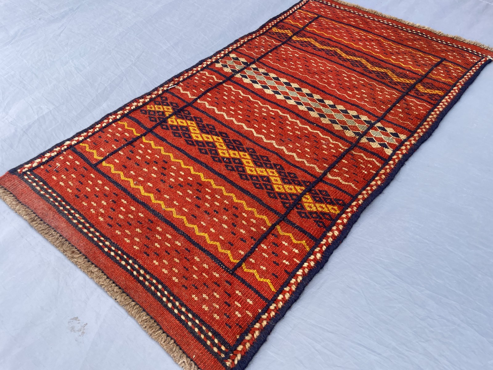1’8 x 3’4 Ft Afghan Tribal Kilim Rug Handwoven Wool Diamond Stripe Flatweave