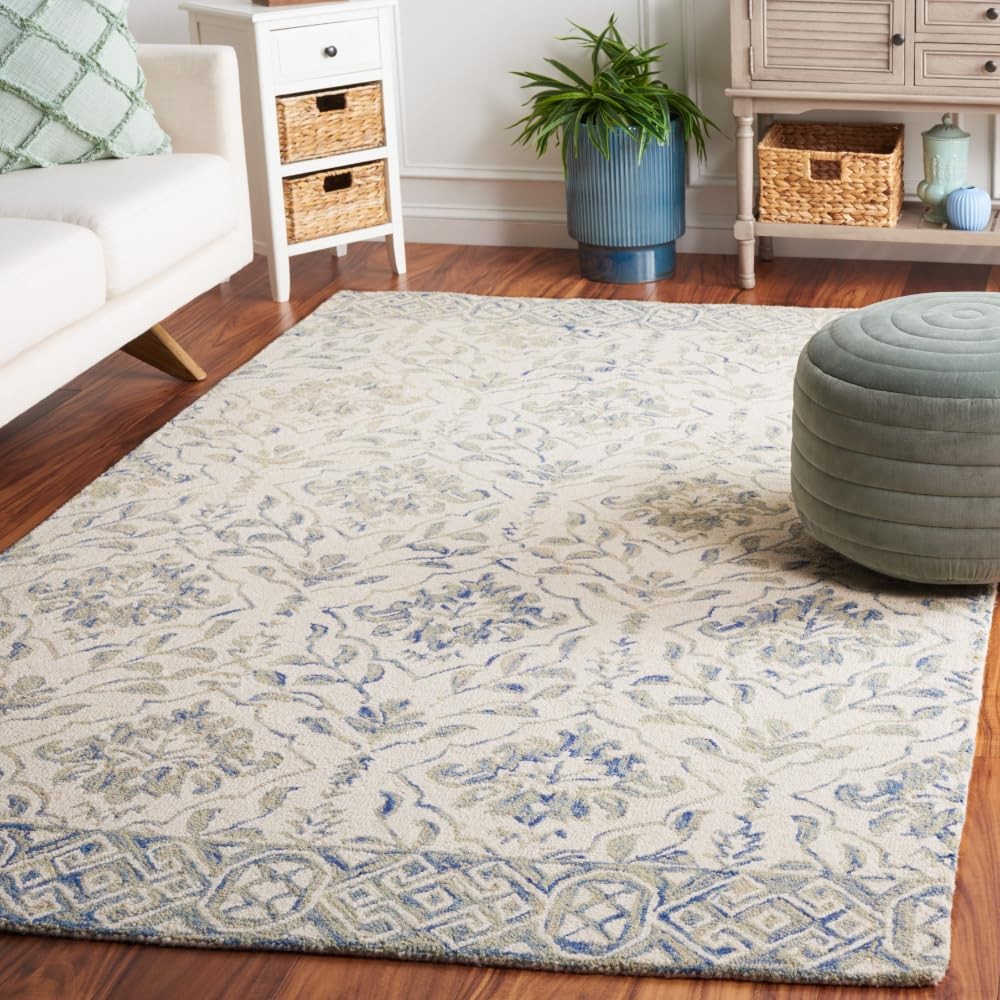 Dip Dye Collection Area Rug – 6′ x 9′, Light Blue & Ivory, Handmade Wool, Ide…