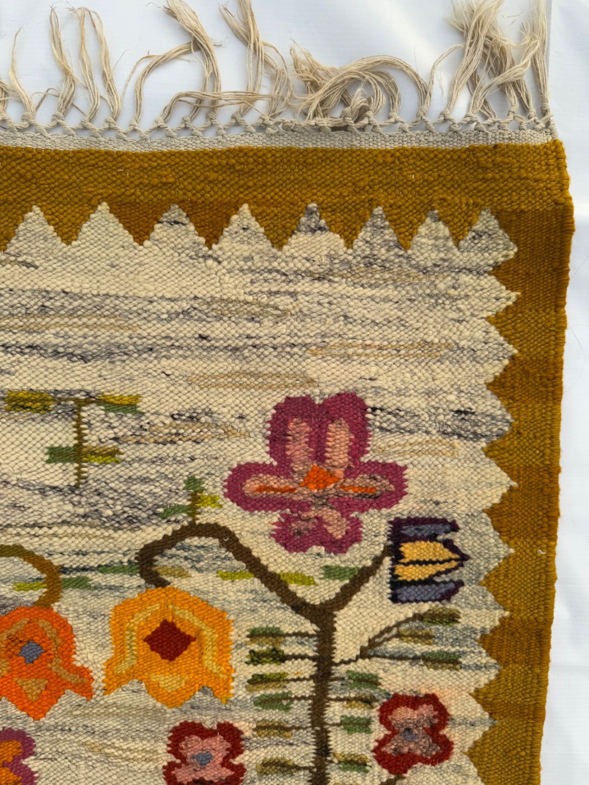 Vintage Hand Woven European Polandi Wool Weaving Tapestry Kilim Rug 5’2″x3’1″ Ft