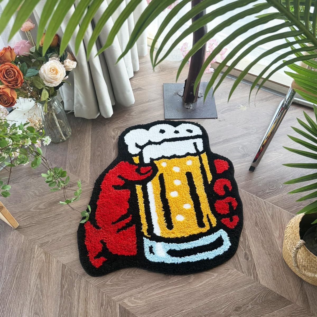 LAKEA Funny Beer Can Shaped Cool Gamer Rug, Cartoon Graffiti Style Irregular …