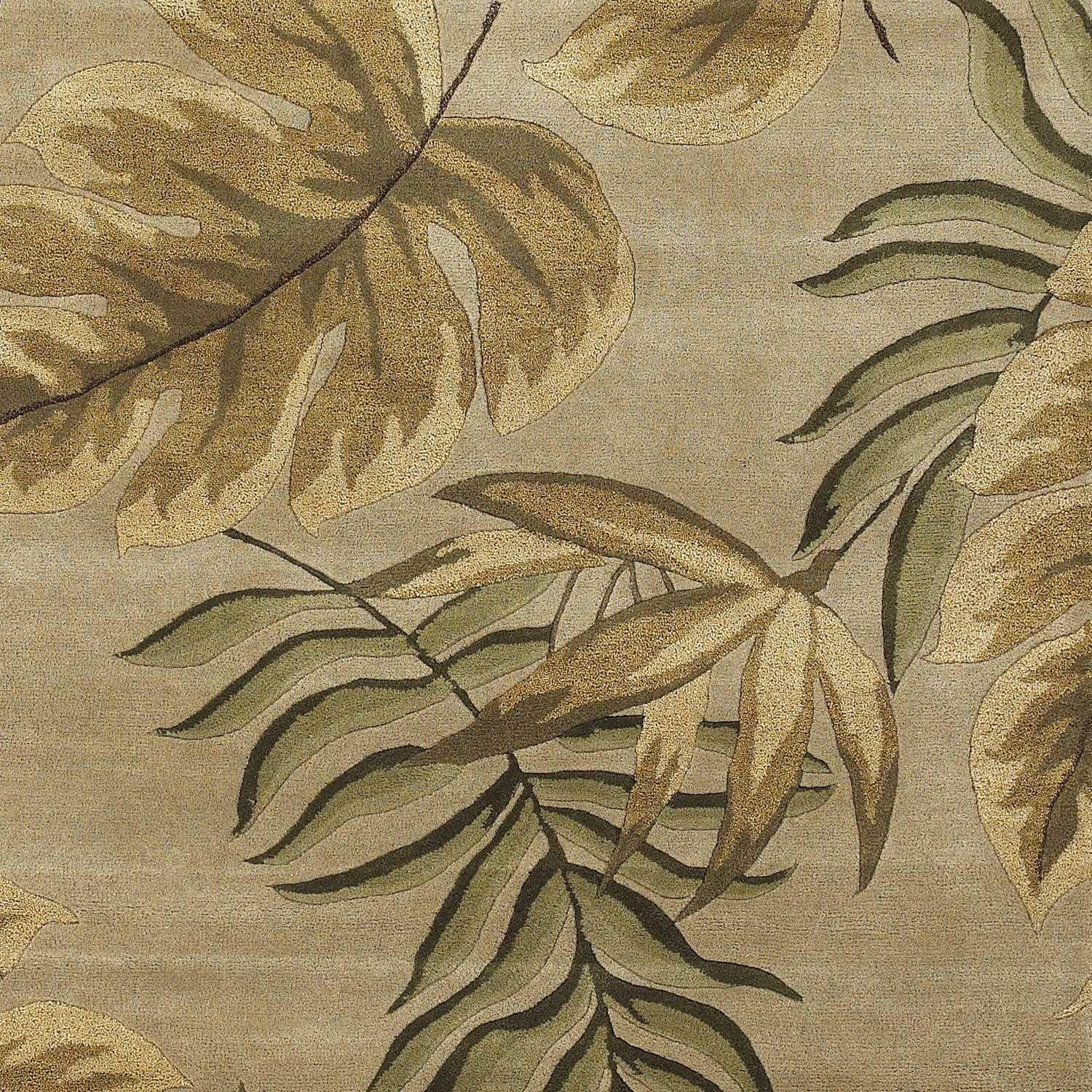 5′ X 8′ Sand Beige Hand Tufted Tropical Leaves Indoor Area Rug