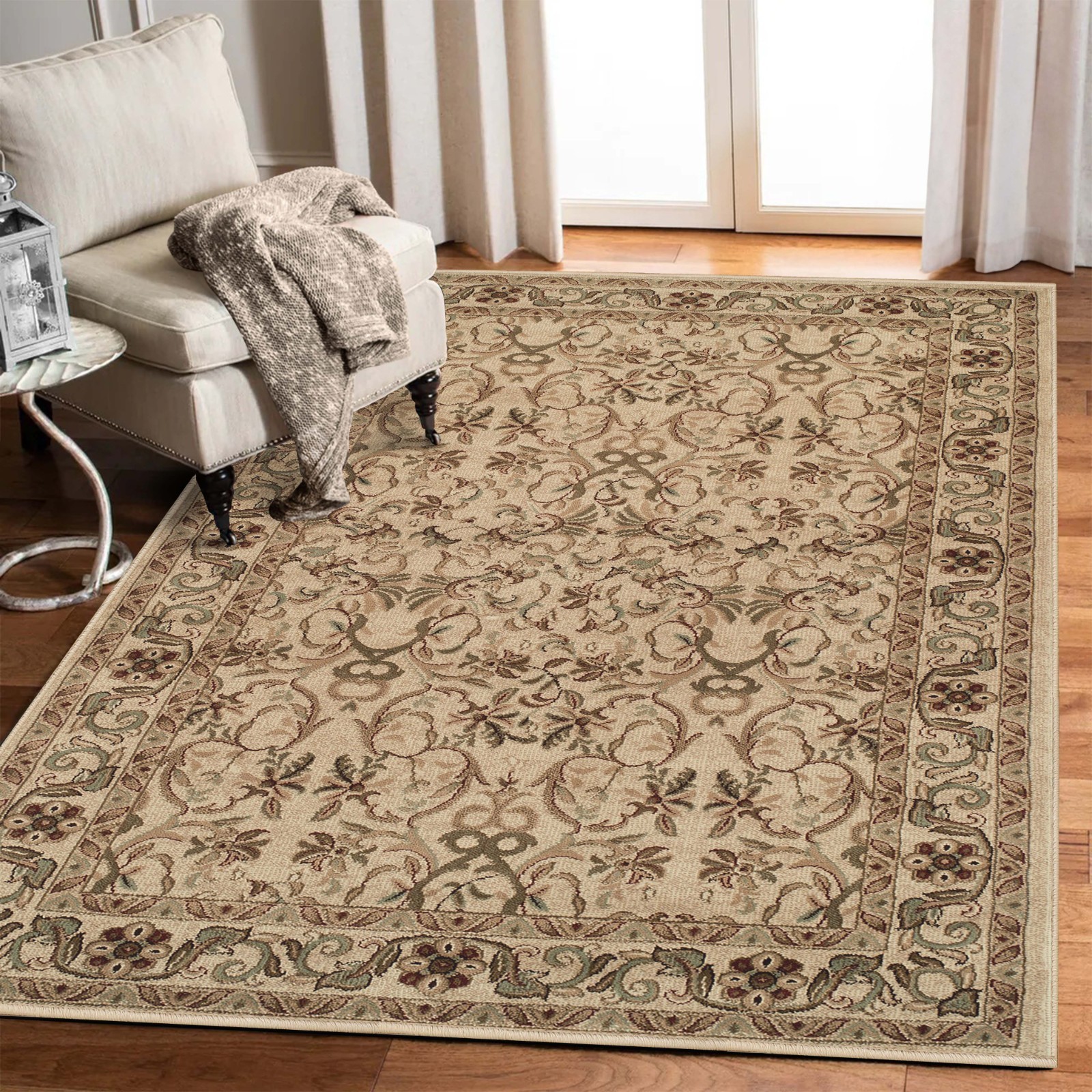 Traditional Scroll Floral Colorfast Runner Rugs Stain & Moth Resistant Area Rug