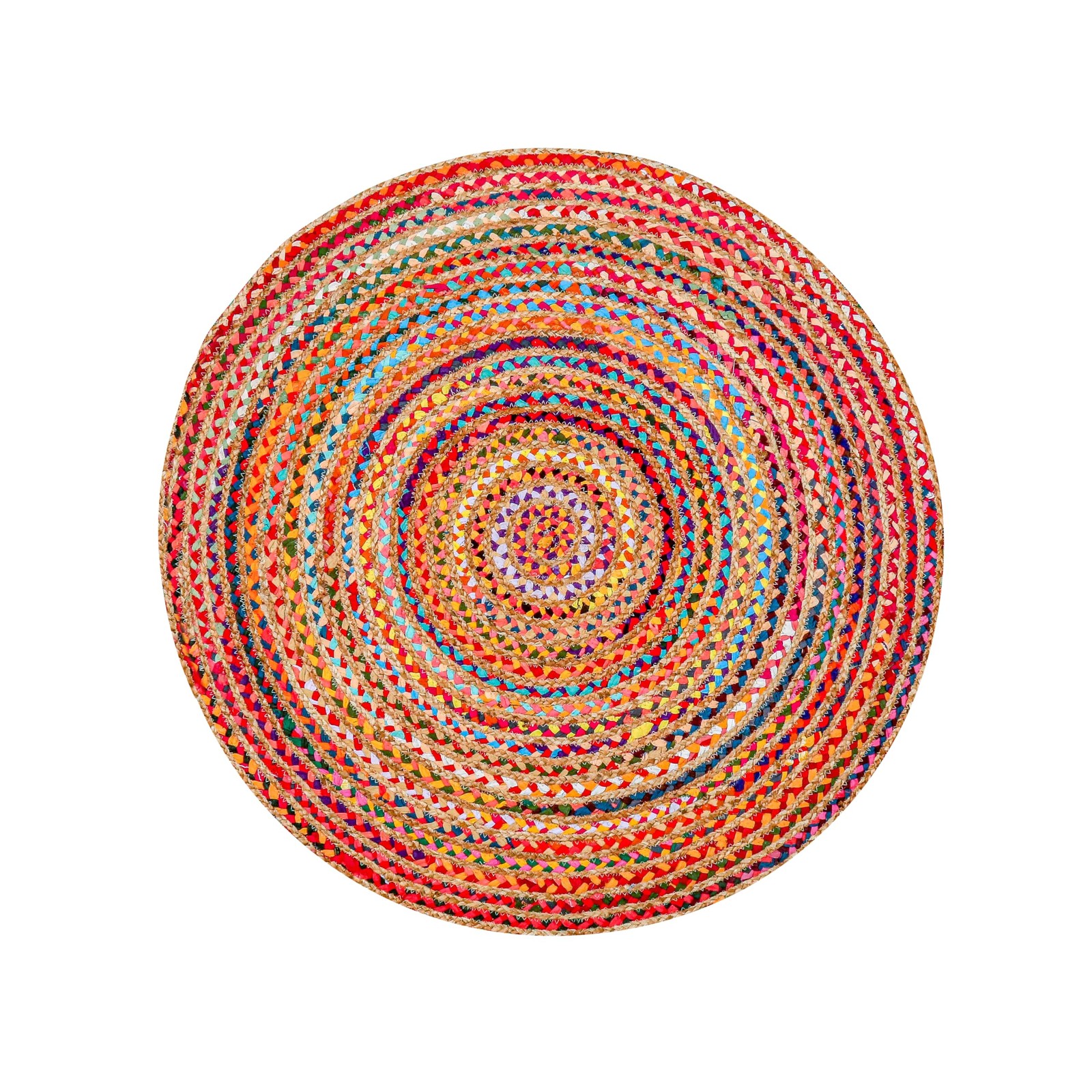 Hausattire Boho Braided Round Rug – Multi Color, 4 ft 4′ (Round), Color