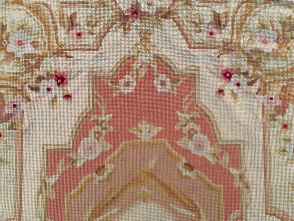 Vintage French Style Handmade Aubusson Rug,Needlepoint Rug 2×4 ft Free Ship