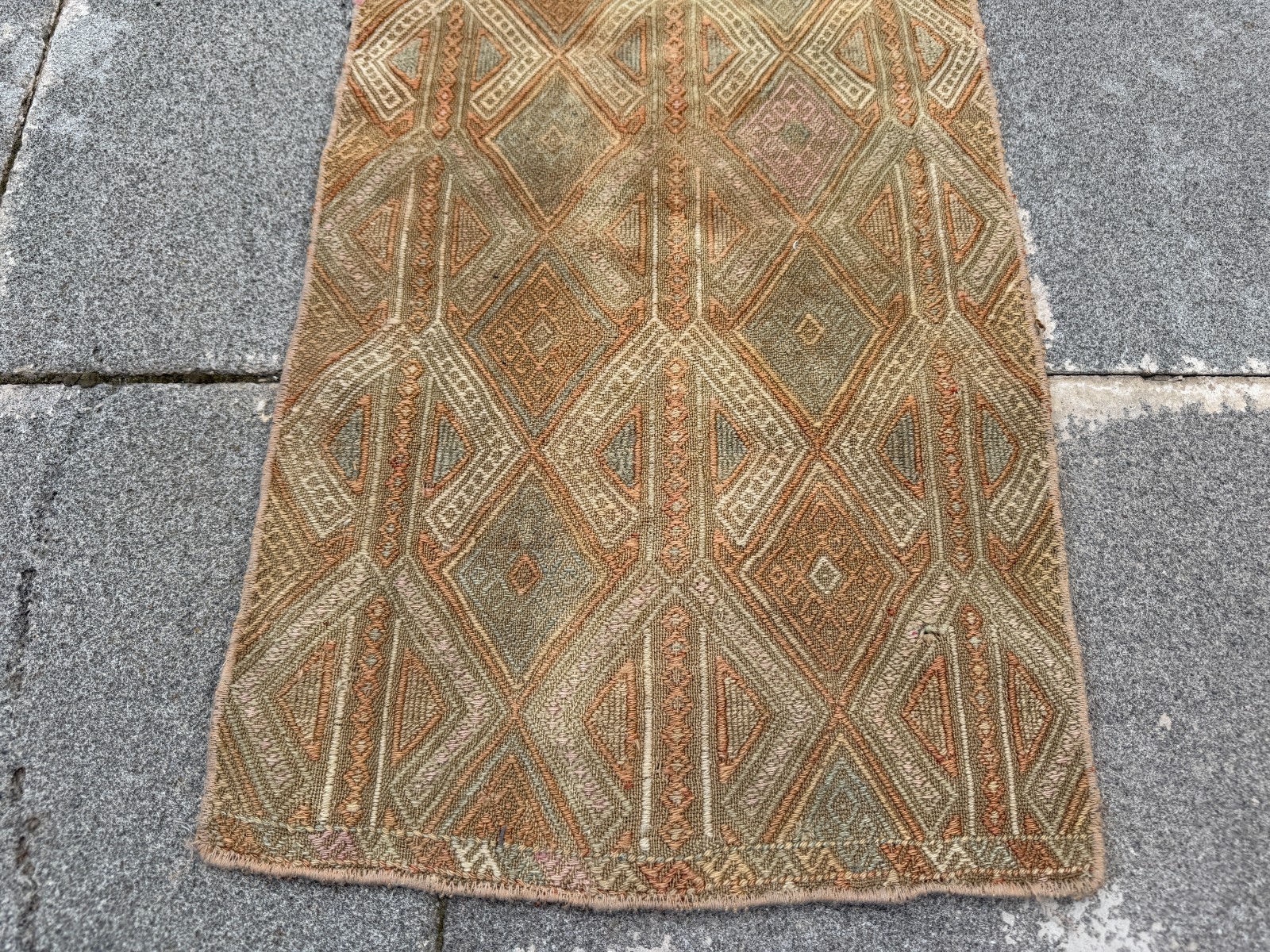 Vintage Turkish Cicim Kilim 1.3×2.2 ft Small Tribal Boho Flatweave Rug
