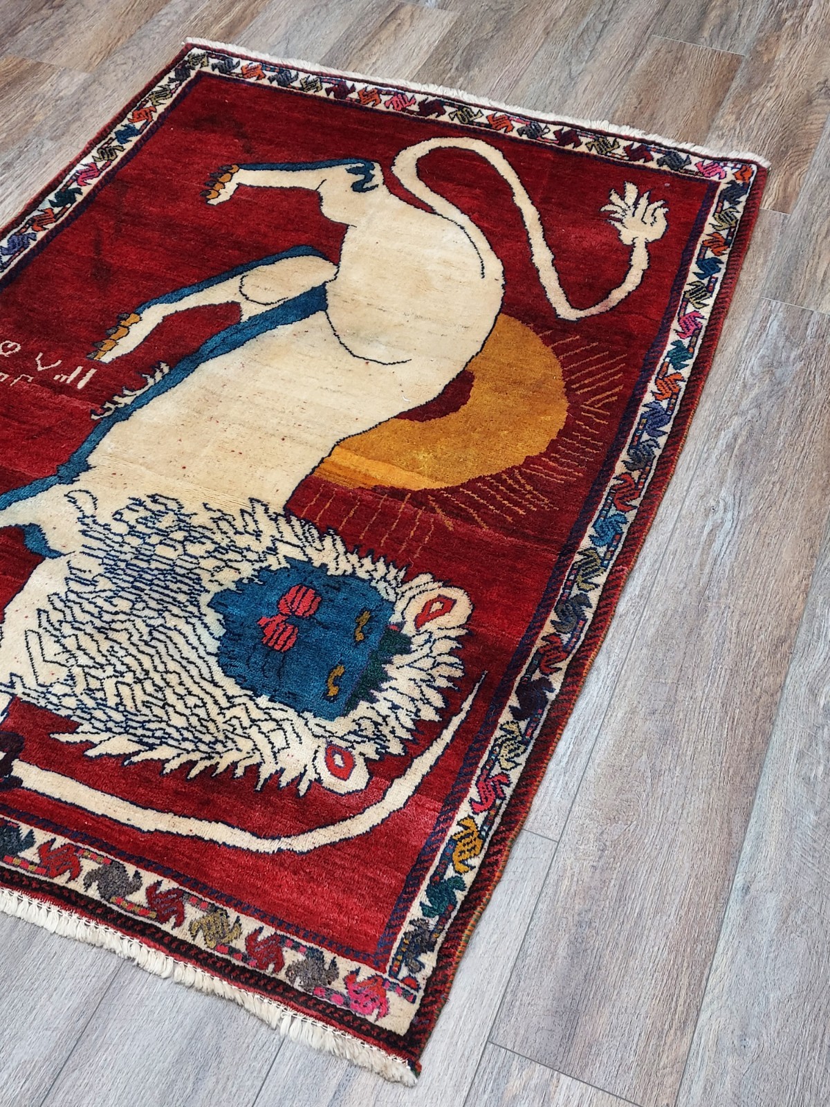 Turkish Rug,Turkish Hunting Rug,Turkish Village Lion Bohemian Rug, 3.6×5 Ft