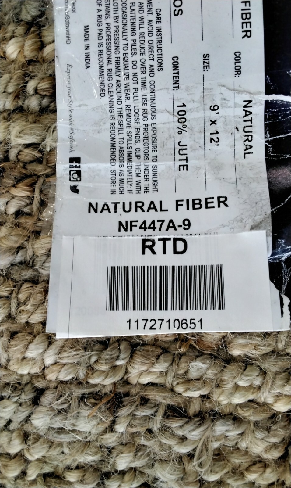 NATURAL 9′ X 12′ Pulled Threads Rug, Reduced Price 1172710651 NF447A-9