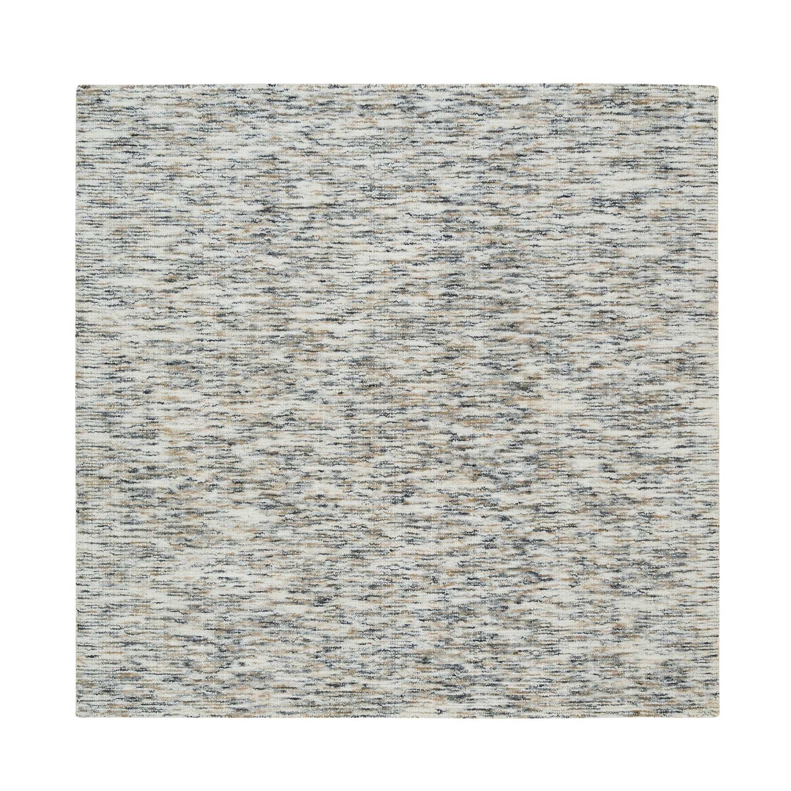 6’2″ x 6’2″ Beige Hand Loomed Modern Striae Design Pure Wool Square Rug R65436