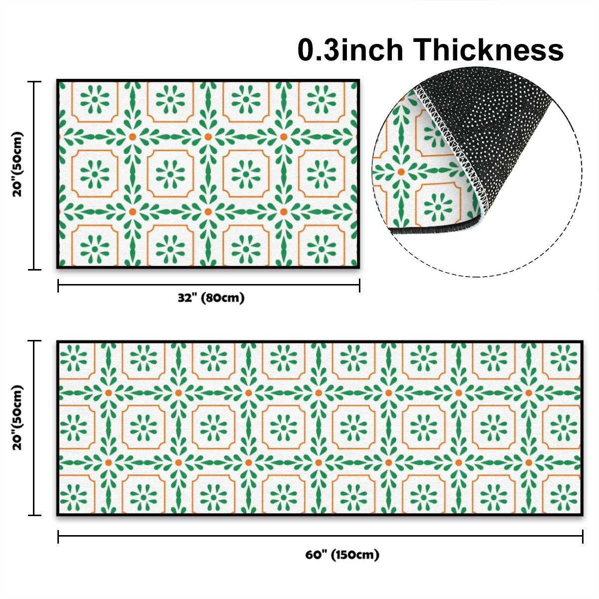 Washable Kitchen Mat Non Slip Polyester Heat Resistant Anti-Fatigue