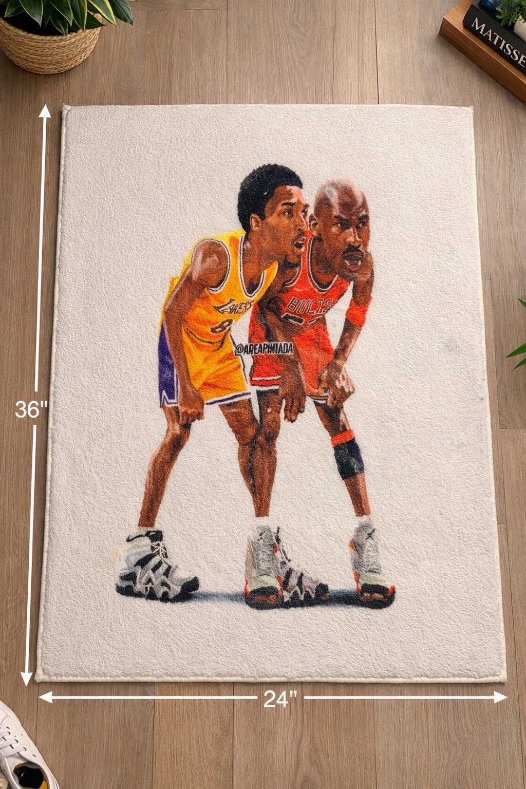 Sports Basketball Area Rug Rectangle White Multicolor 24×36 in