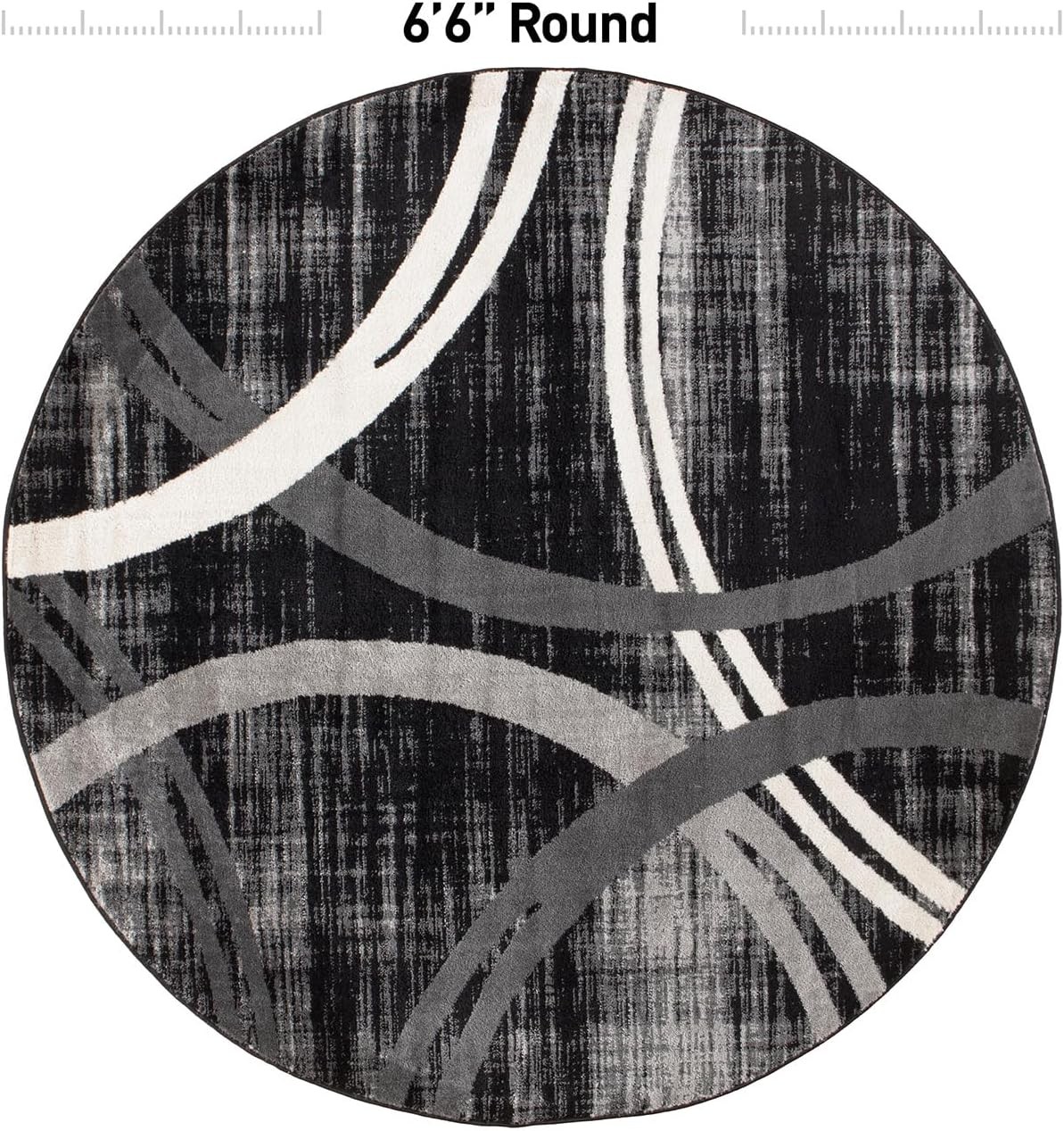 Modern Wavy Circles Design Round Rug Non-Shedding Carpet for Living Room Dining
