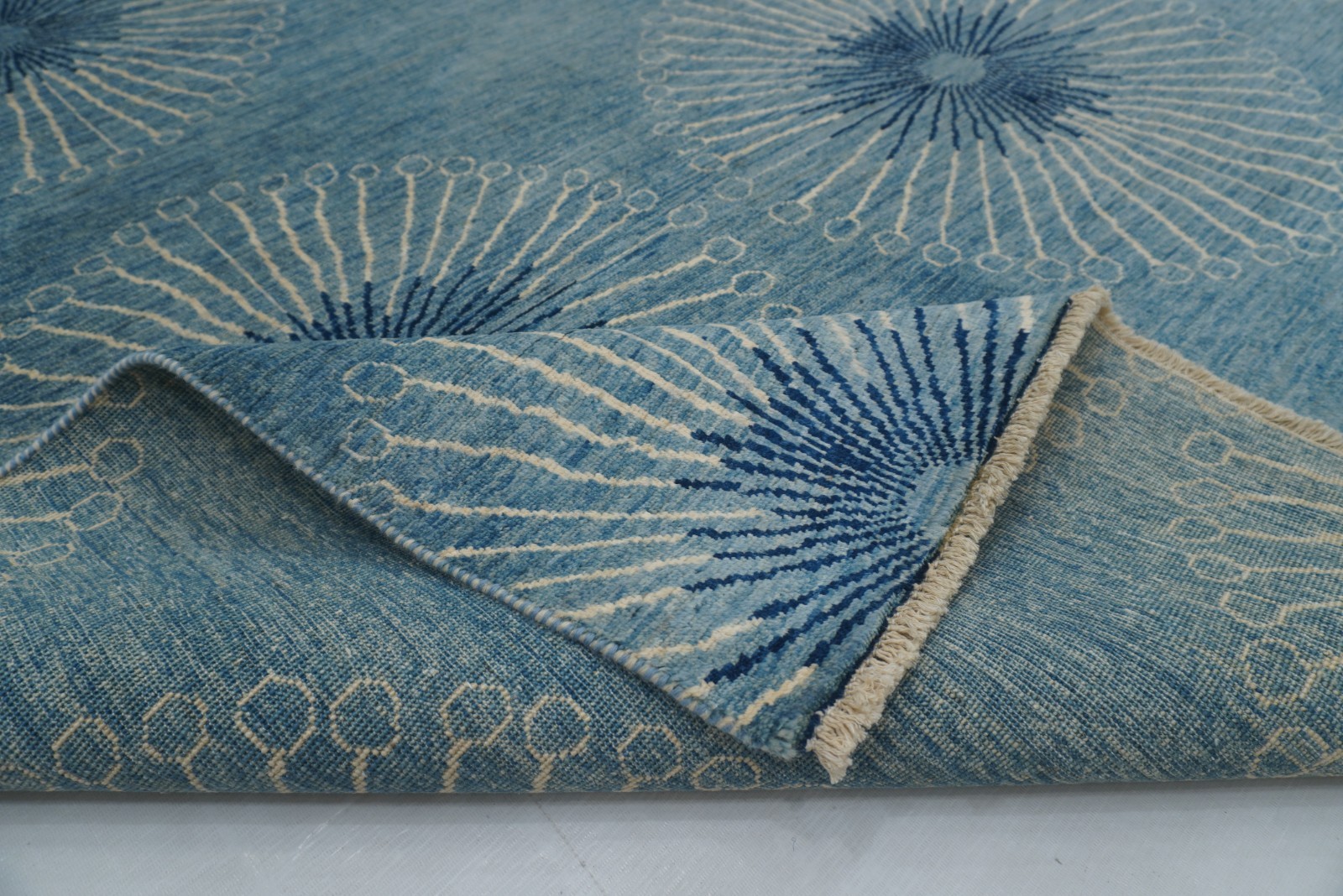 6×8 ft Blue Floral Gabbeh Afghan Hand Knotted Wool Area Rug