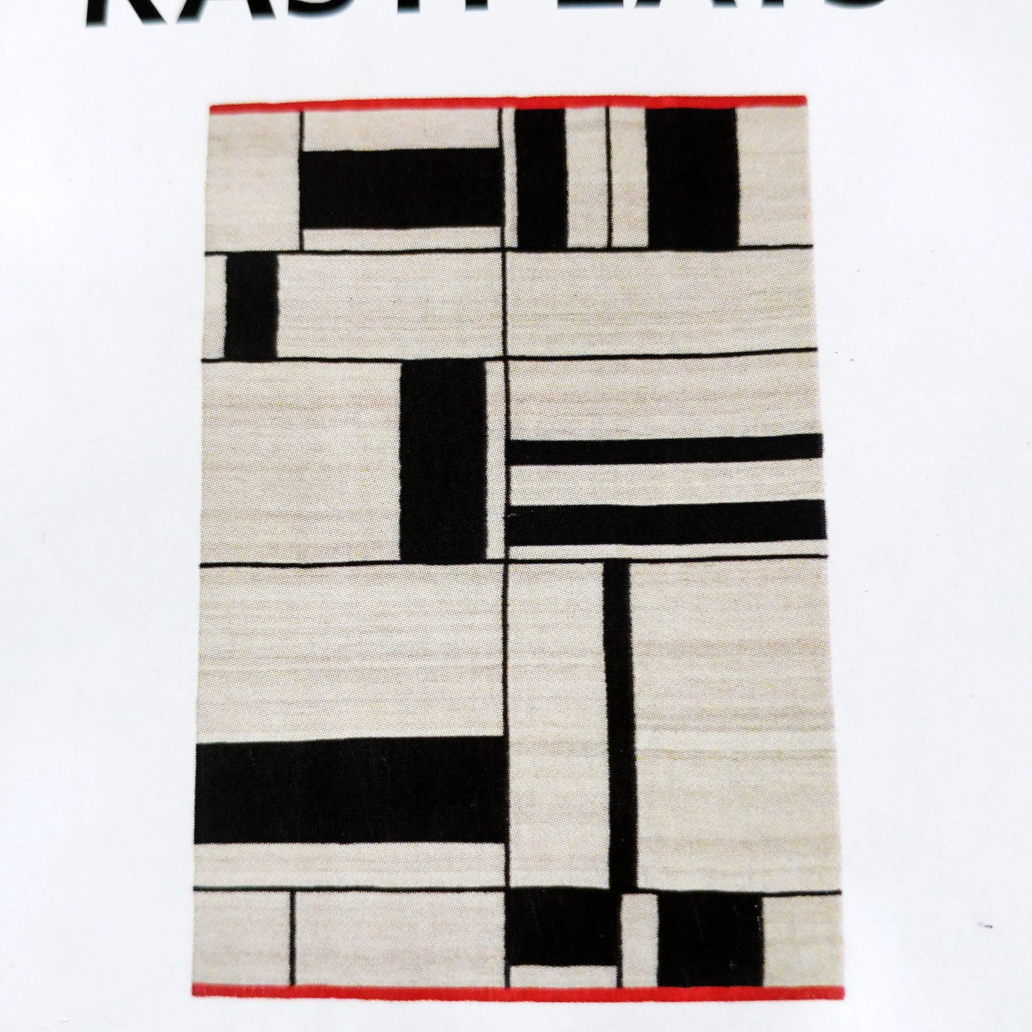IKEA RASTPLATS Rug 100% Wool Flatwoven Handmade Beige Black Red 5.5×8′ Geometric