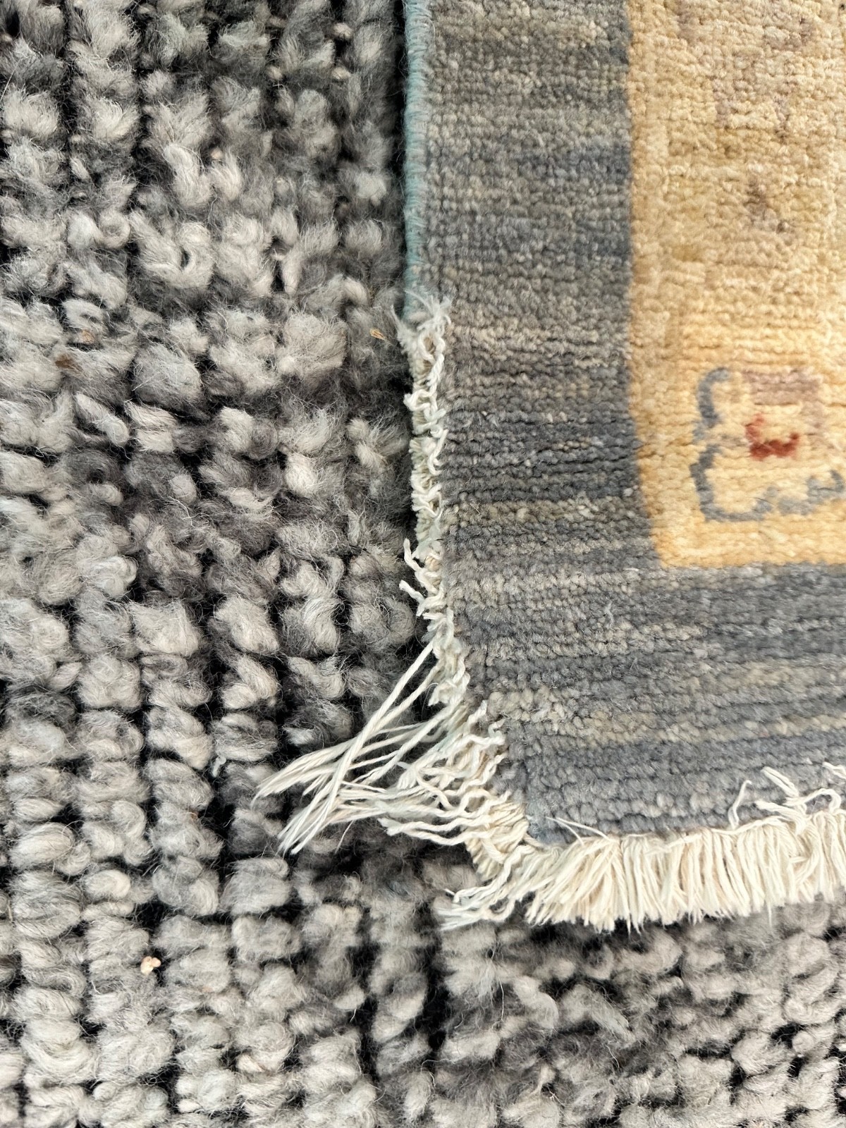 Hand Knotted Wool Rug 10′ x 13’4″ Blue Gray Ivory Oriental Area Rug