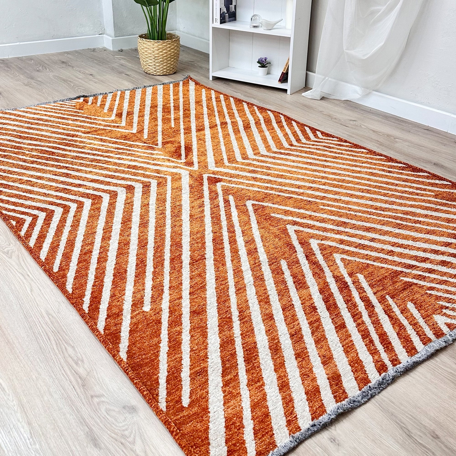 Alfa Rich Geometric Beige Black Washable Area Rugs for Living Room Bedroom
