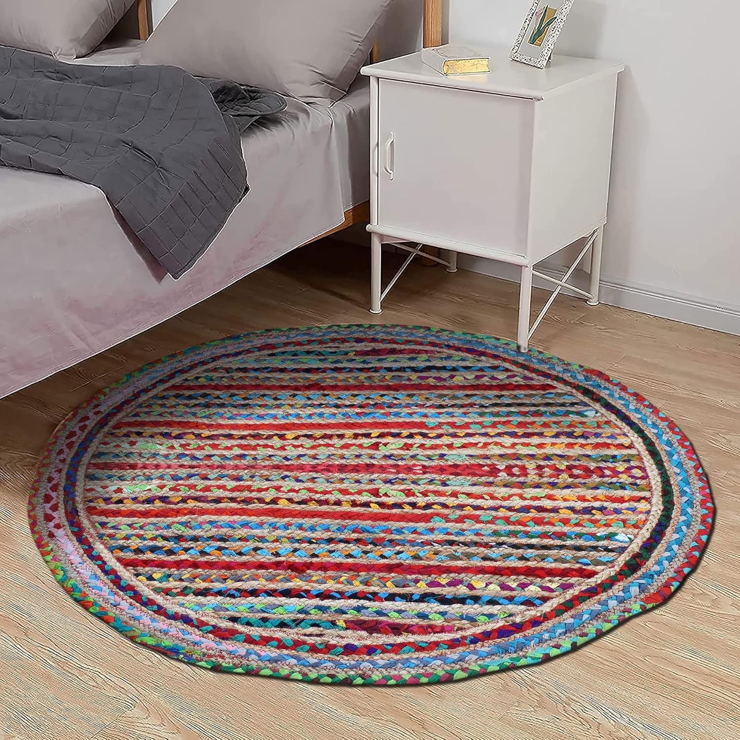 Carpet 100% Natural Jute & Cotton Rug Braided Style Modern Custom Size Area Rug