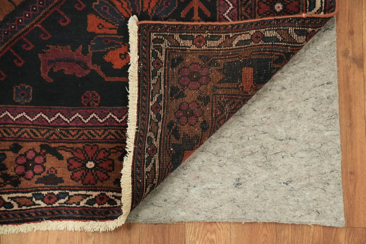 5×8 Hand-Knotted Wool Area Rug in Medallion Tribal Oranges & Navy Blue Hues