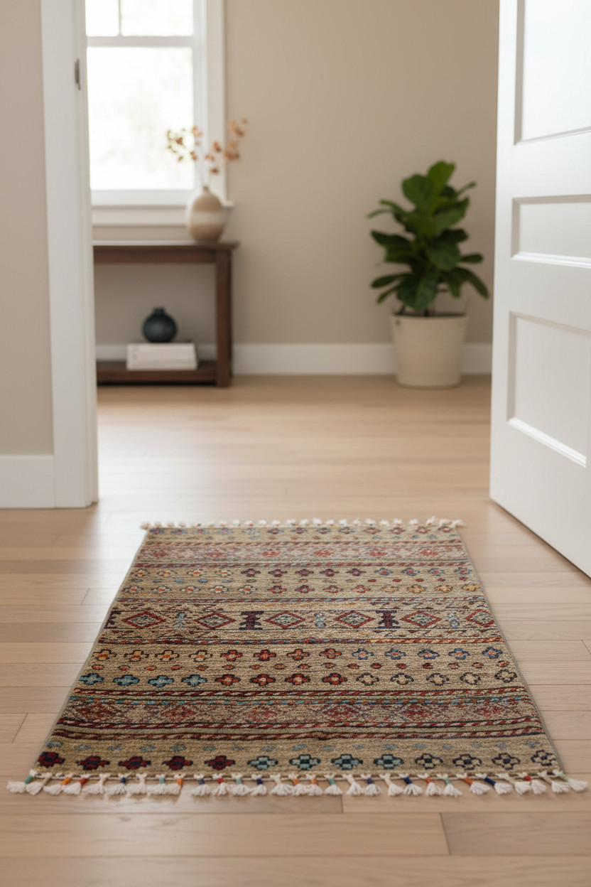 Blue Entryway Rug – Handmade Rug 2×3 ft (60x90cm)