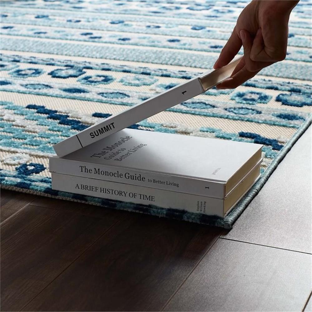 Modway Reflect 94.5×122″ Cadhla Geometric Lattice Area Rug in Ivory and Blue