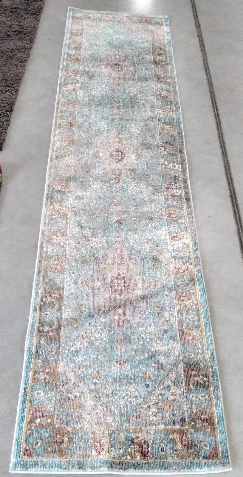 BLUE / CREME 2′ X 8′ Back Stain Rug, Reduced Price 1172744947 ARA100B-28