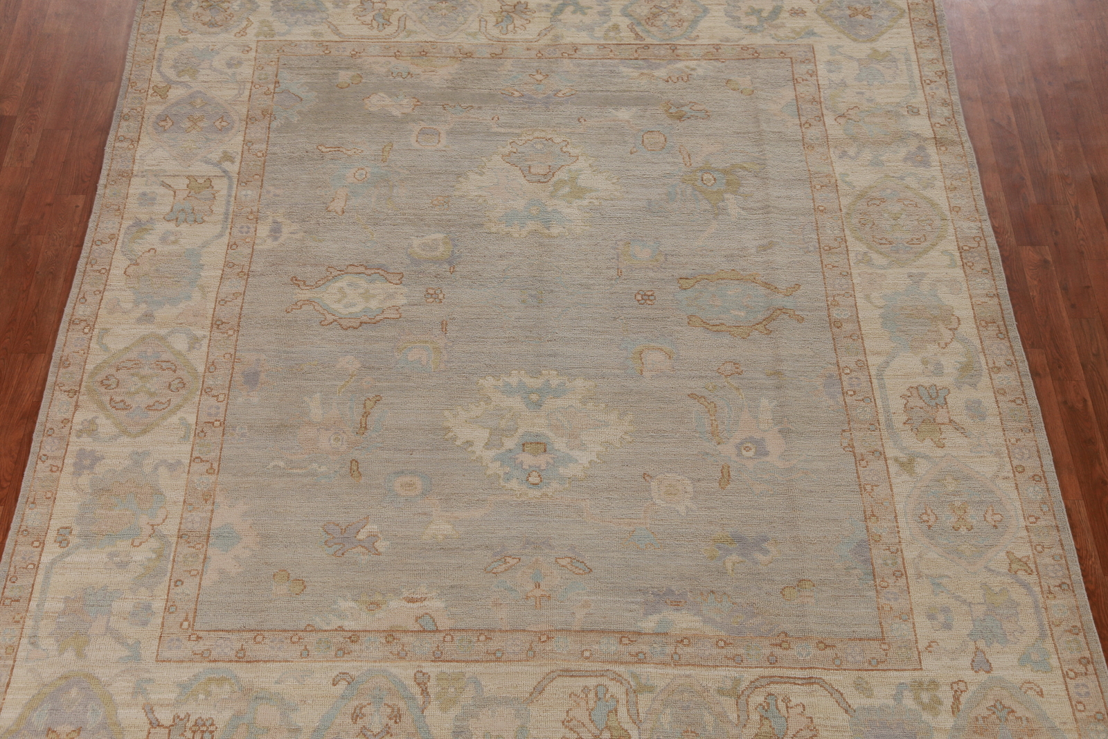 Vegetable Dye All-Over Patterned Oushak Wool Handmade Rug 8×10 ft Turkish Carpet