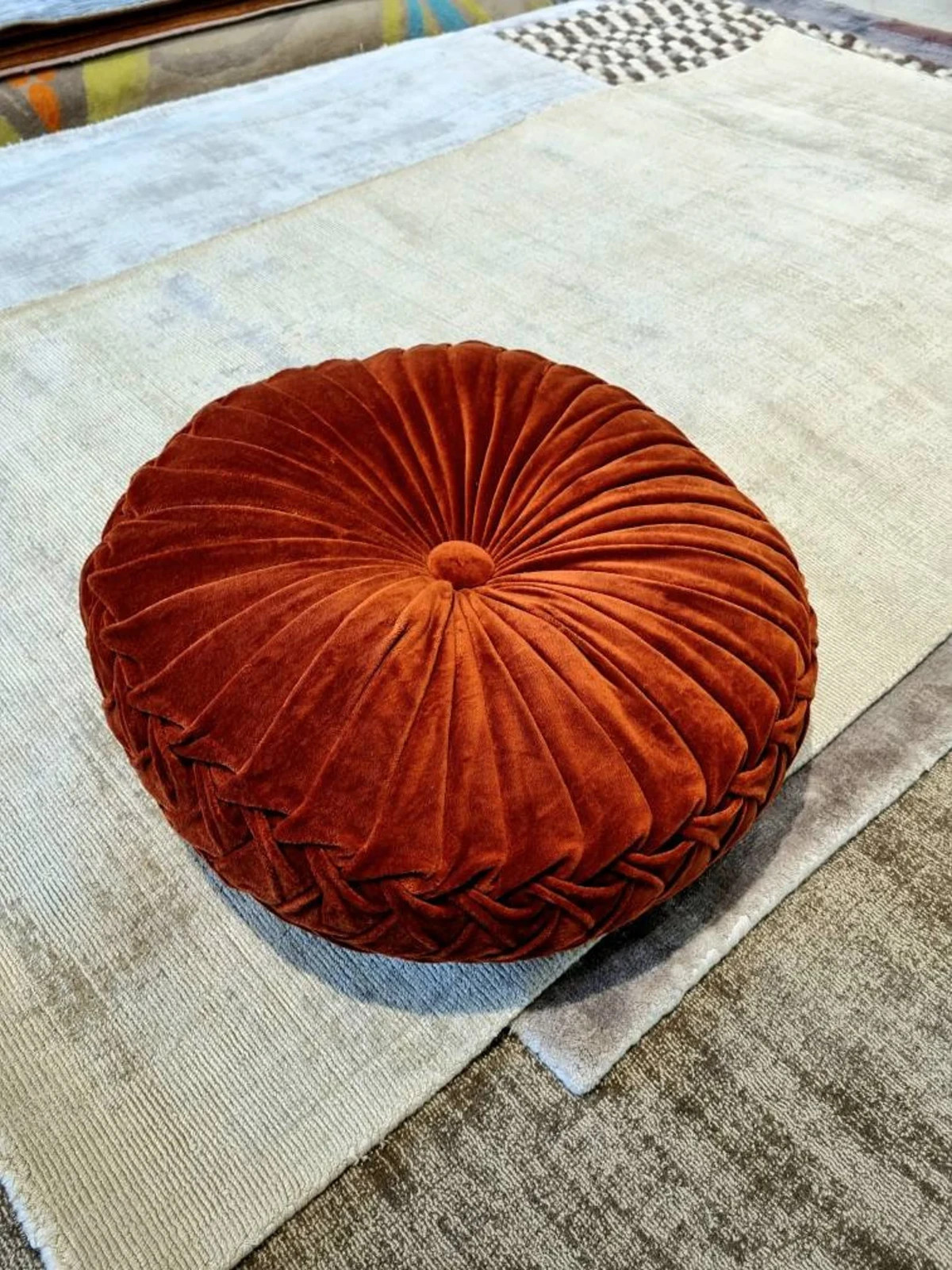 Round Velvet Cushion Round Pleated Cushion Velvet Floor Cushion Throw Pillow