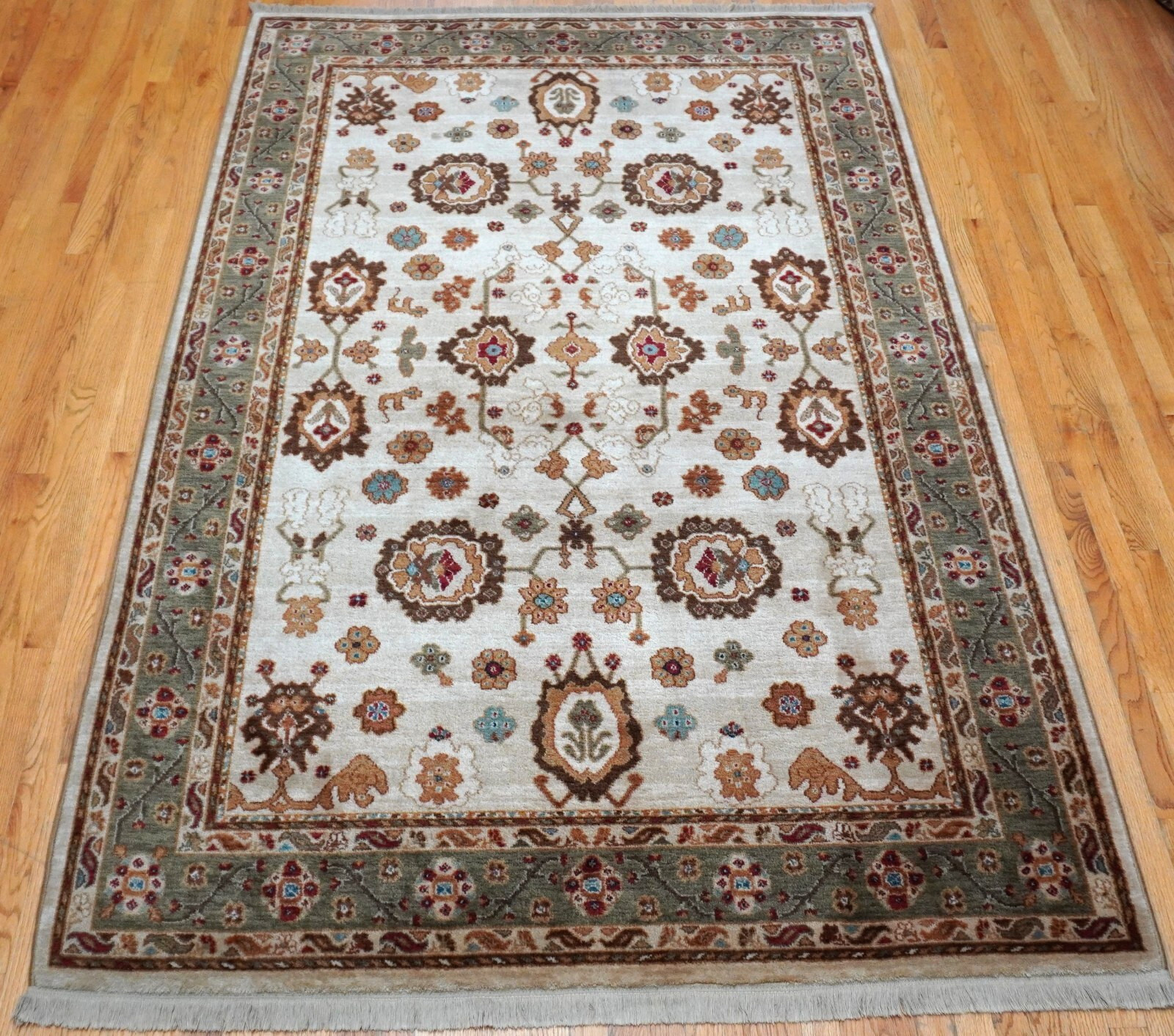 Authentic Original Karastan Ivory Oushak # 700-721 Wool Pile Rug 5’9″ x 9′