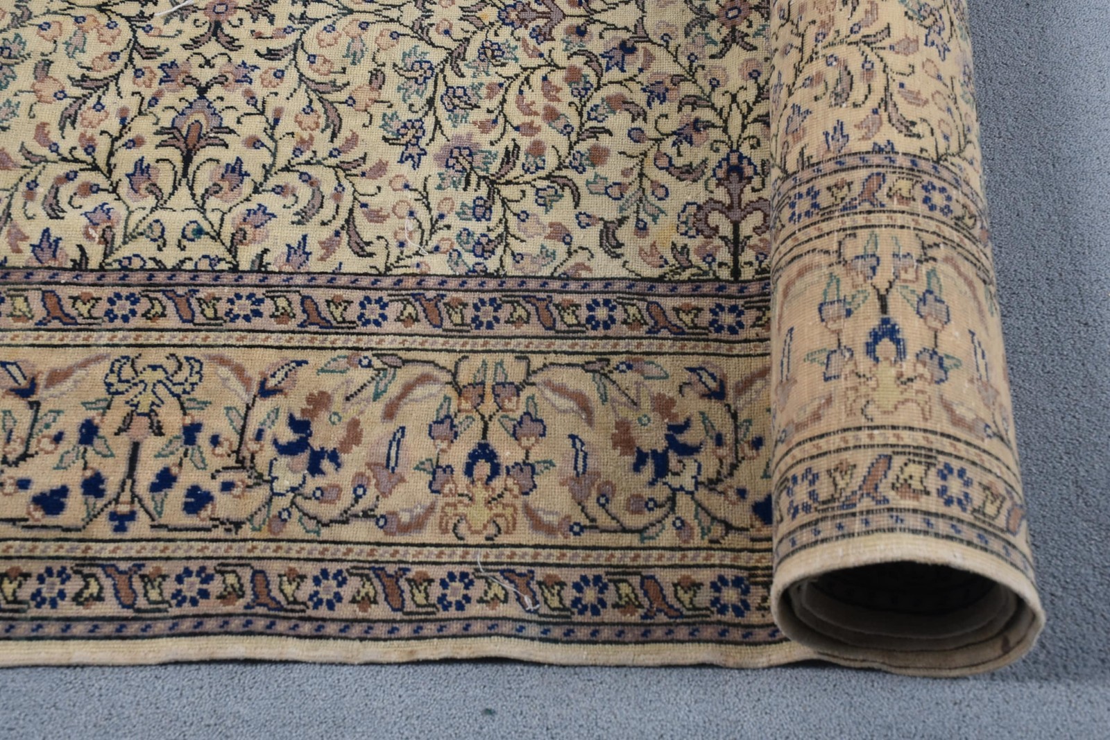 6,5×9,8 ft Rug, Vintage Turkish Rug, Beige Floral Rug