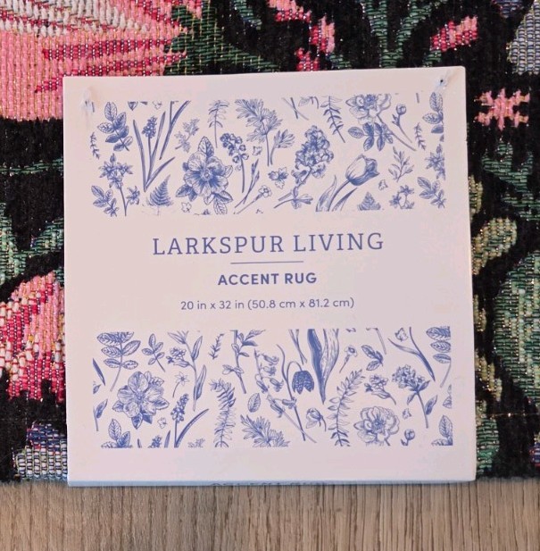 NEW⚘⚘️Glitter Pink Purple Floral Larkspur Living Accent Rug 20×32 Inches Indoor