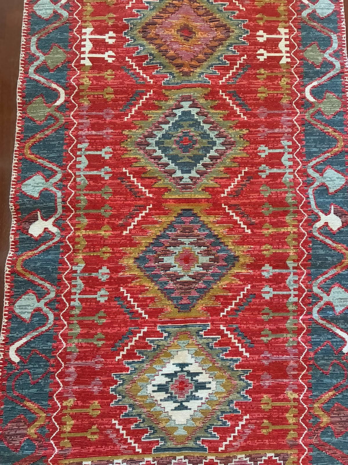 Reversible 3×5 Kilim Rug Machine Woven Flat Weave Red Beige Blue Turkish Mat