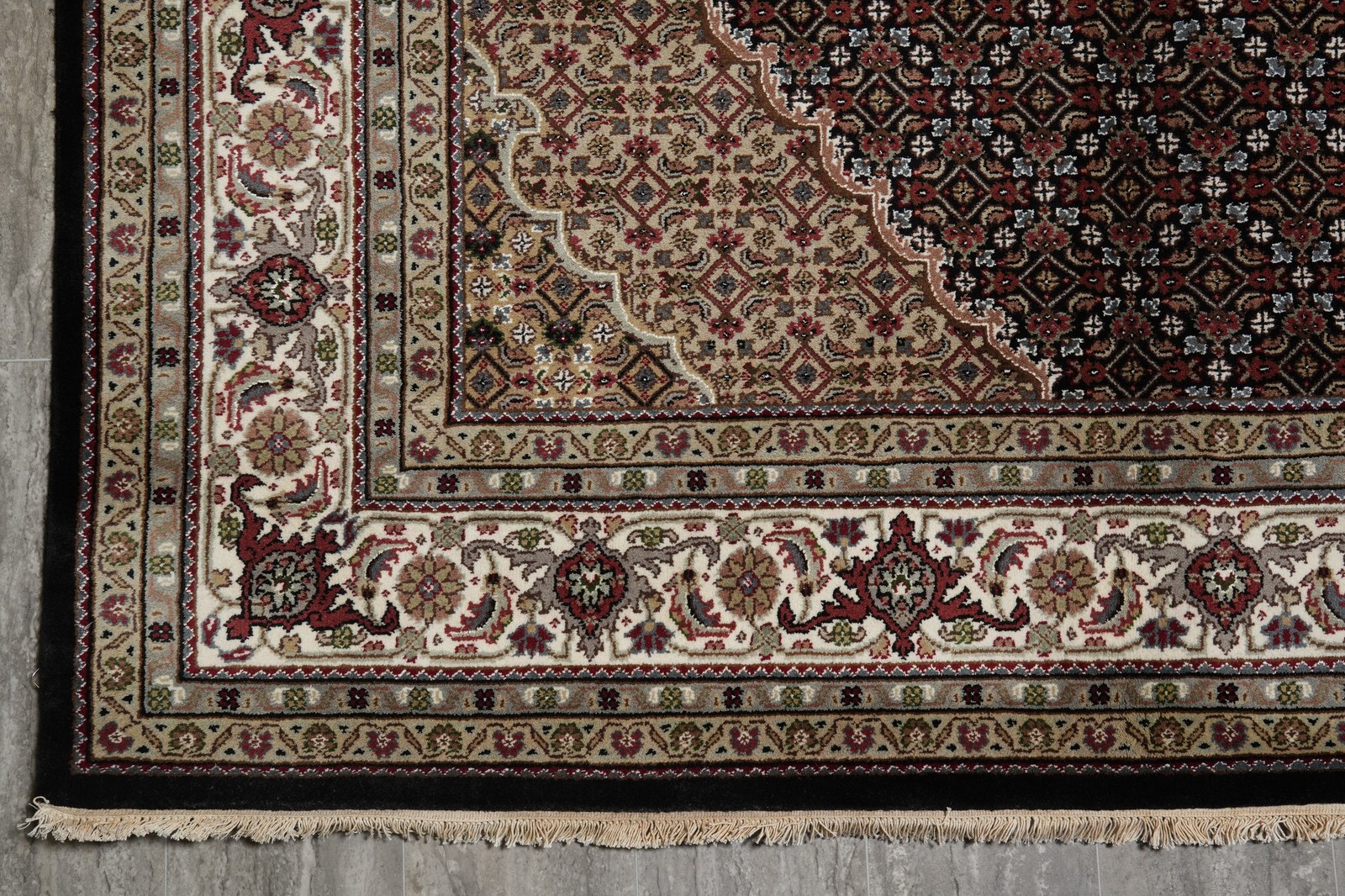 6.8 x 10 Mahii Tabriiz Hand-Knotted Wool Silk Hand-Knotted Rug #F-3078