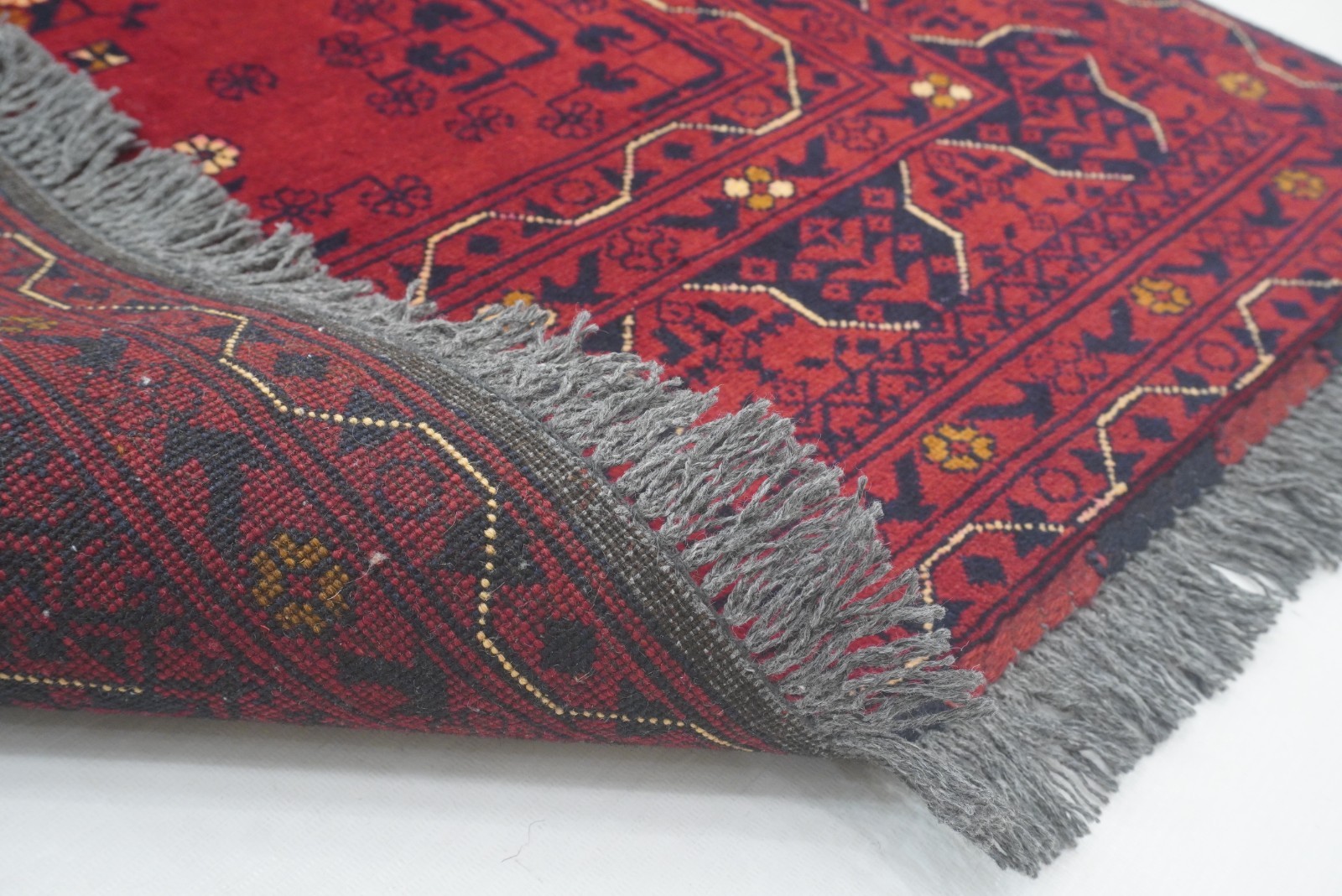 3×5 ft Red Afghan Hand Knotted Wool Oriental Rug