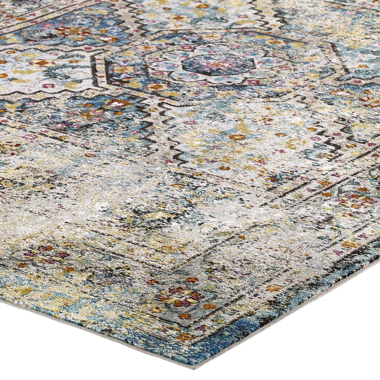 Modway Jacinda Distressed Vintage Floral Vintage Medallion 8×10 Area Rug