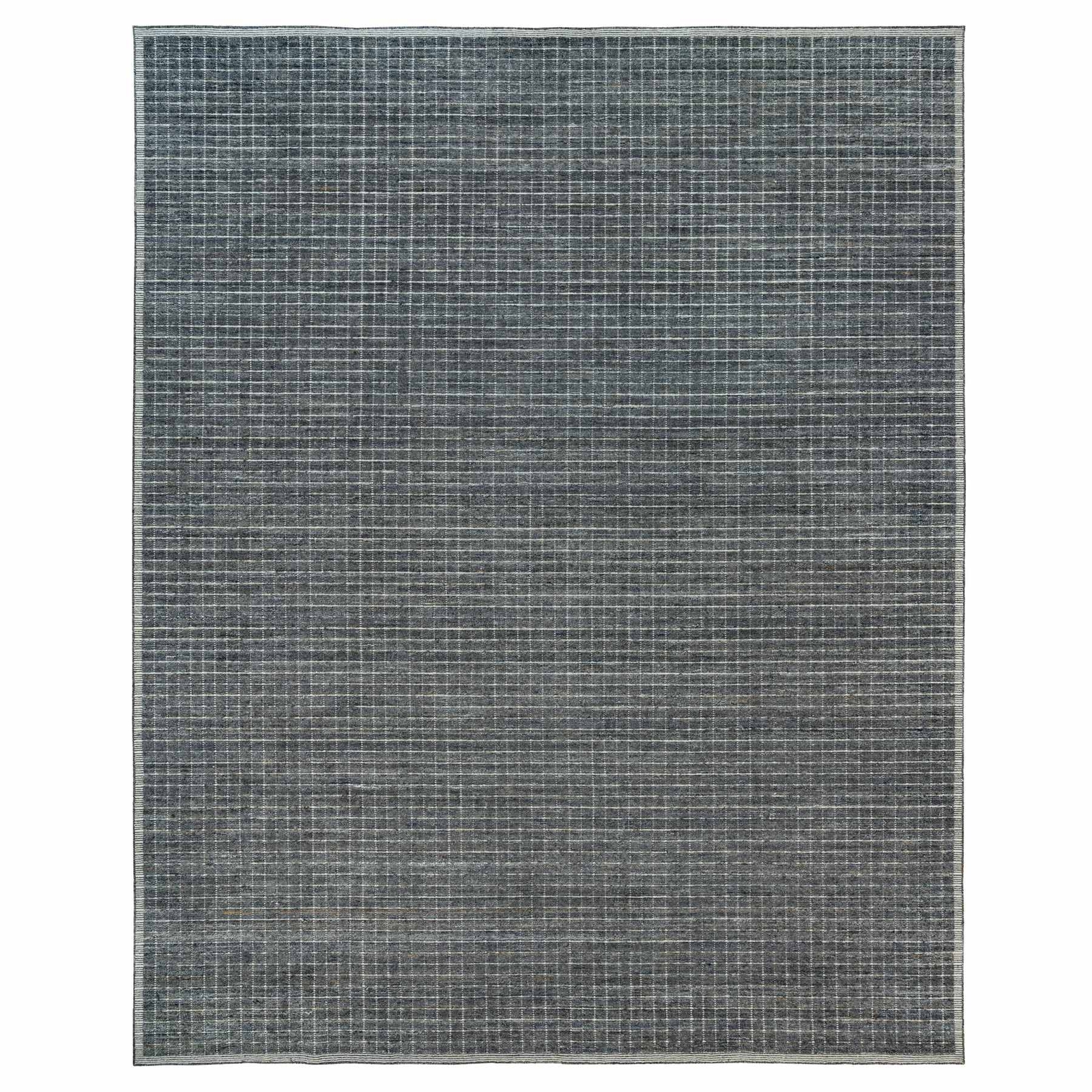 12′ x 14’9″ Gray Loomed Knotted Modern Box Design Pure Wool Oversized Rug R90345