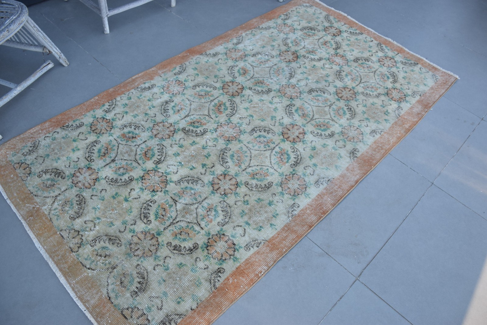 Turkish Vintage Rug 3,7×7 ft (114×213 cm), Brown Wool Rug