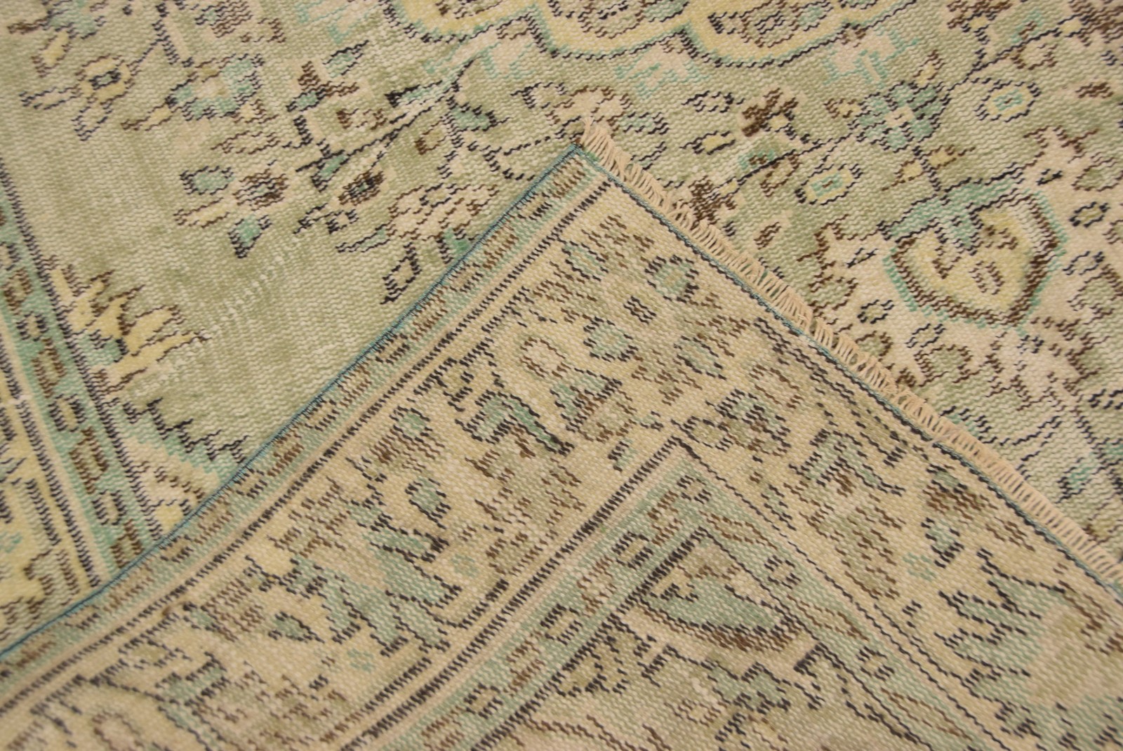 5,7×8,6 ft Vintage Rug, Green Oriental Turkish Wool Rug