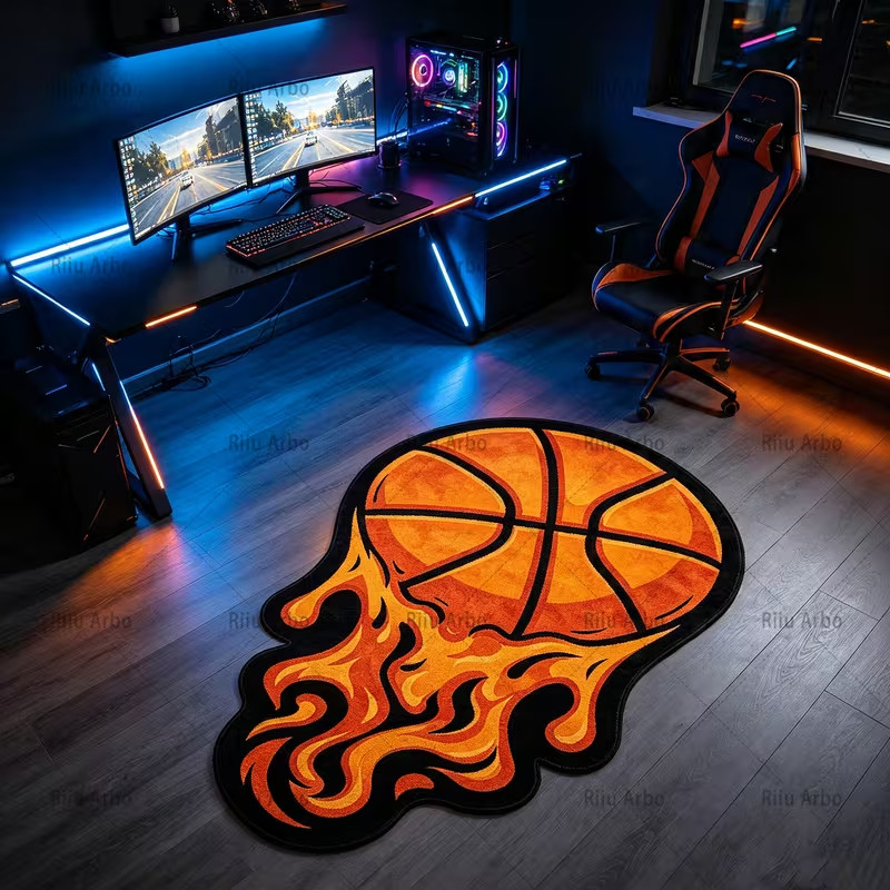Irregular Flame Melting Basketball Carpet,
