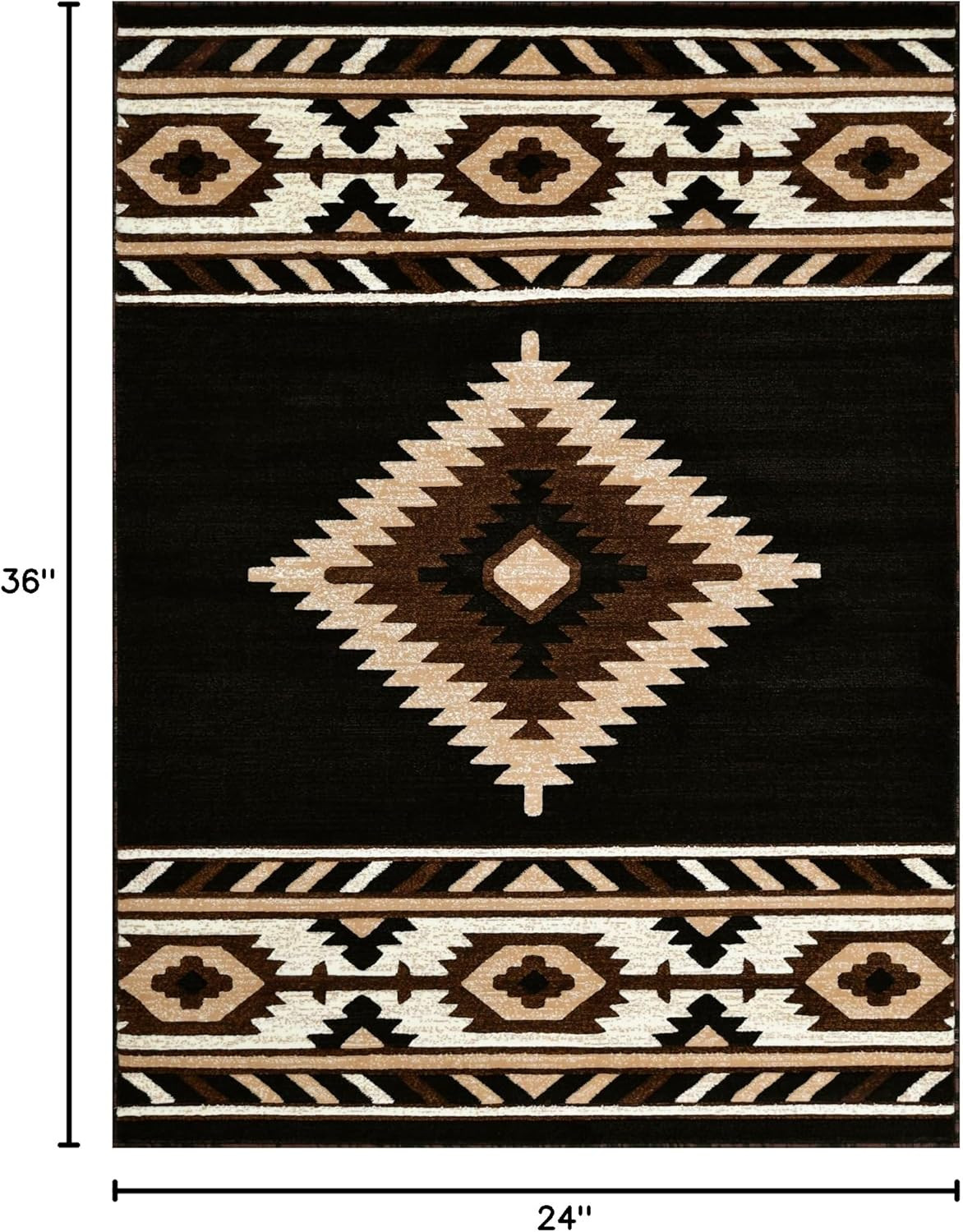 Southwestern Area Rug – anti Static & Washable – Black, 8 Ft X 10 Ft | Soft Nati