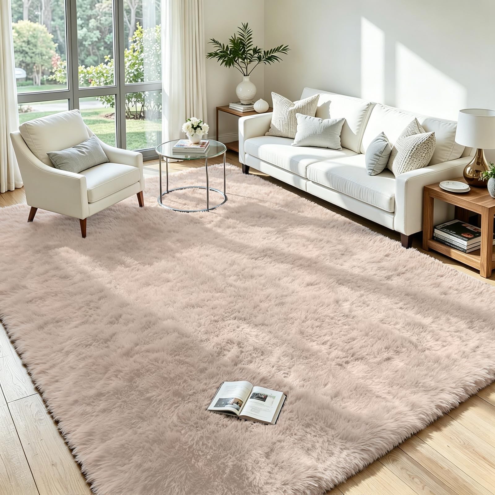Oriannal Beige Shag Rug 5×7