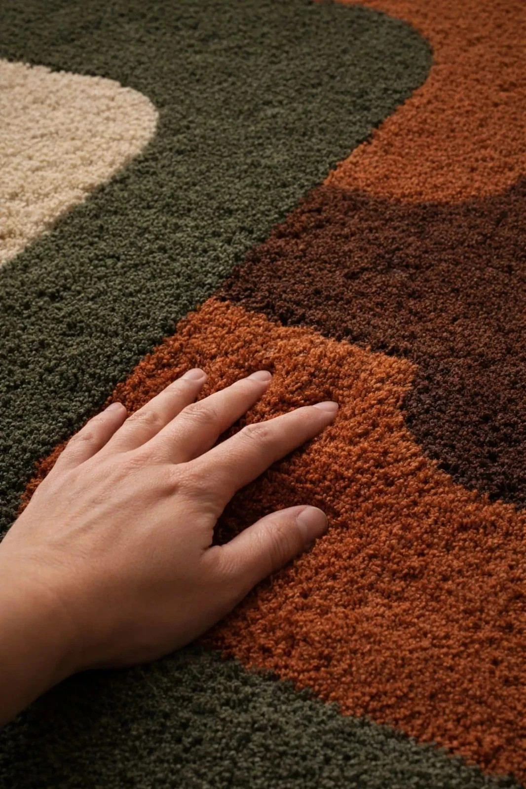 Hand-Tufted Wool Rug: Abstract Geometric Mid-Century Modern 8×10 Area Rug Carpet