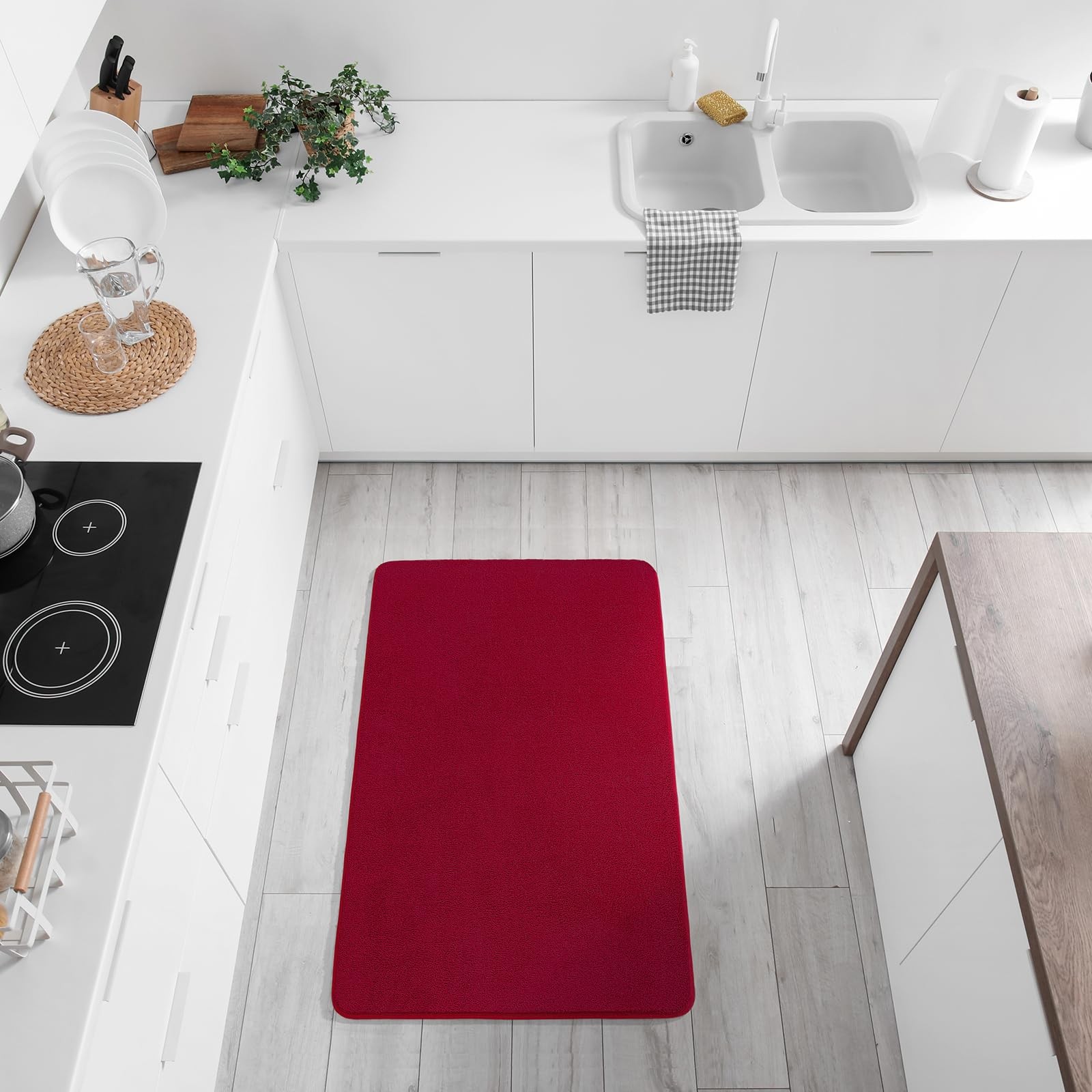 1 PCS Burgundy Thick Memory Foam NonSlip Washable Entryway Area Rug 2×3 Ft