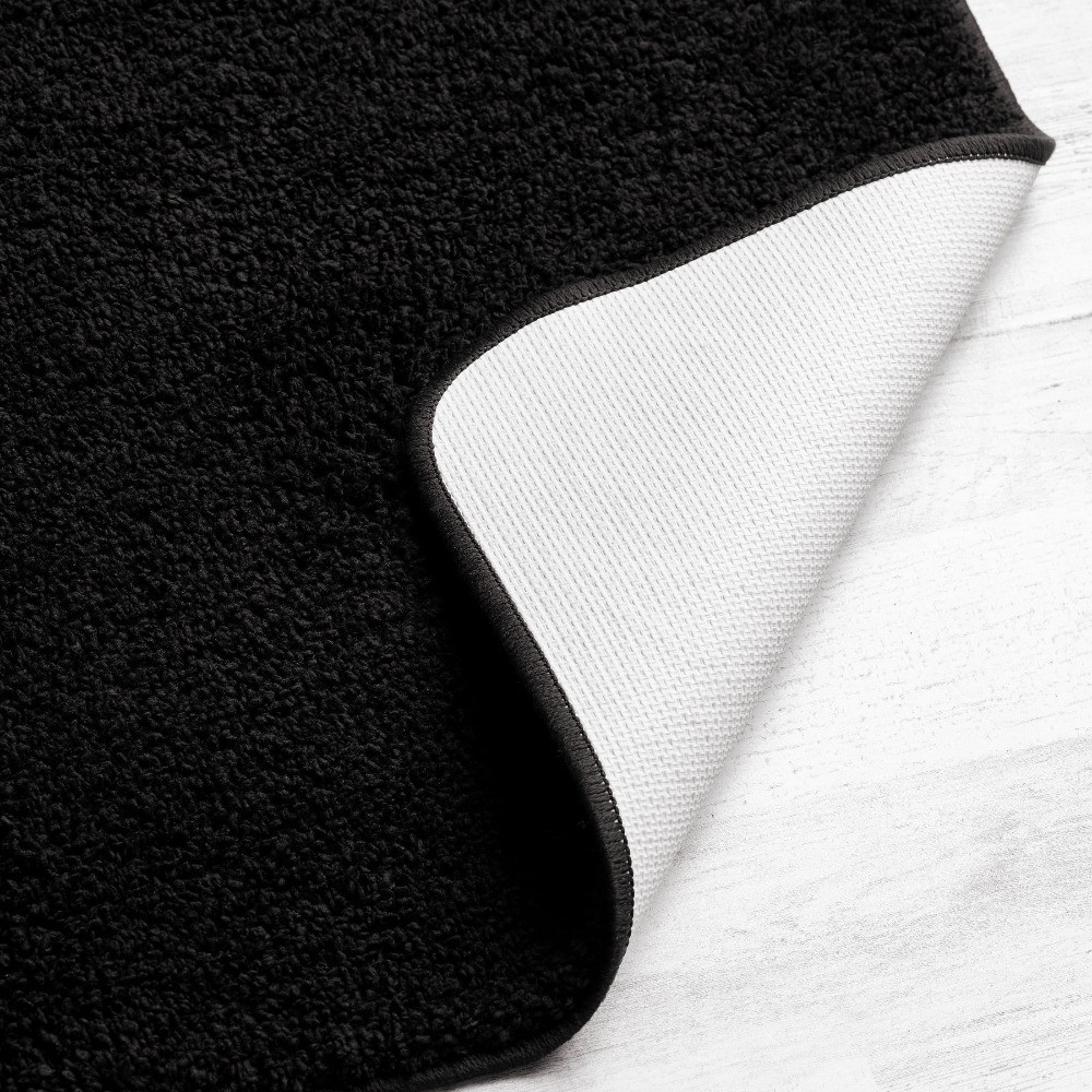 Black Basic Polyester Bath Mat Rug Non-Slip Absorbent 20×32 Inches