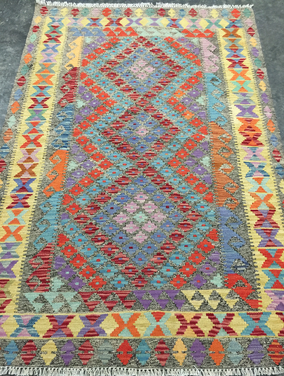 Wool Kilim Southwestern Hand woven Flat Weave Reversible 3’11×5’9 rug #3. *NEW*