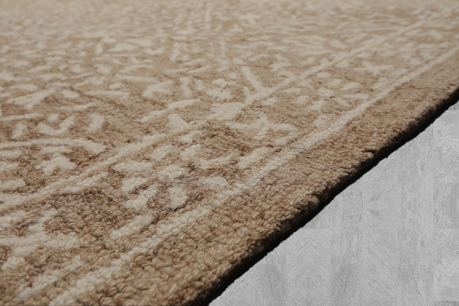 Multi Size loomBloom Hand Hooked Wool All Over Oriental Style Tan Ivory Area Rug