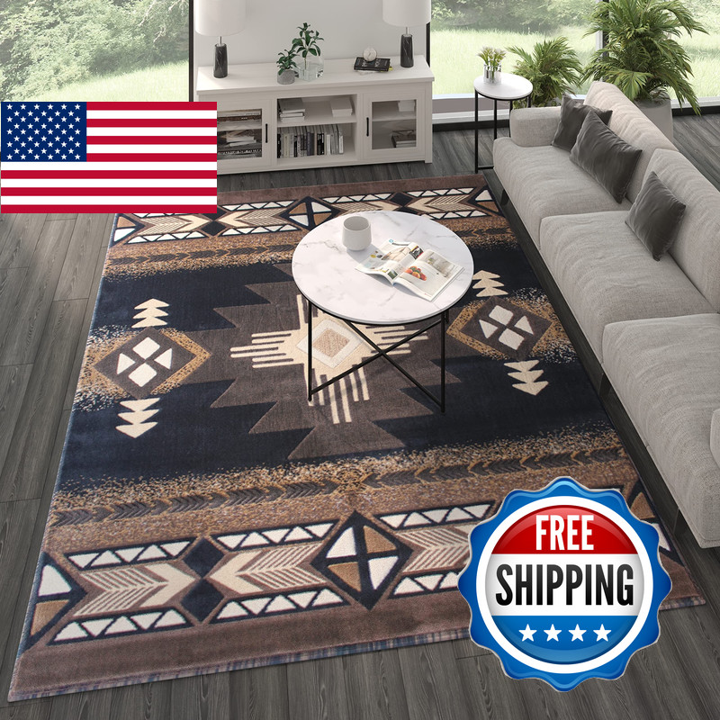Concord Global Trading South West Native American Area Rug Design C318 Black 8