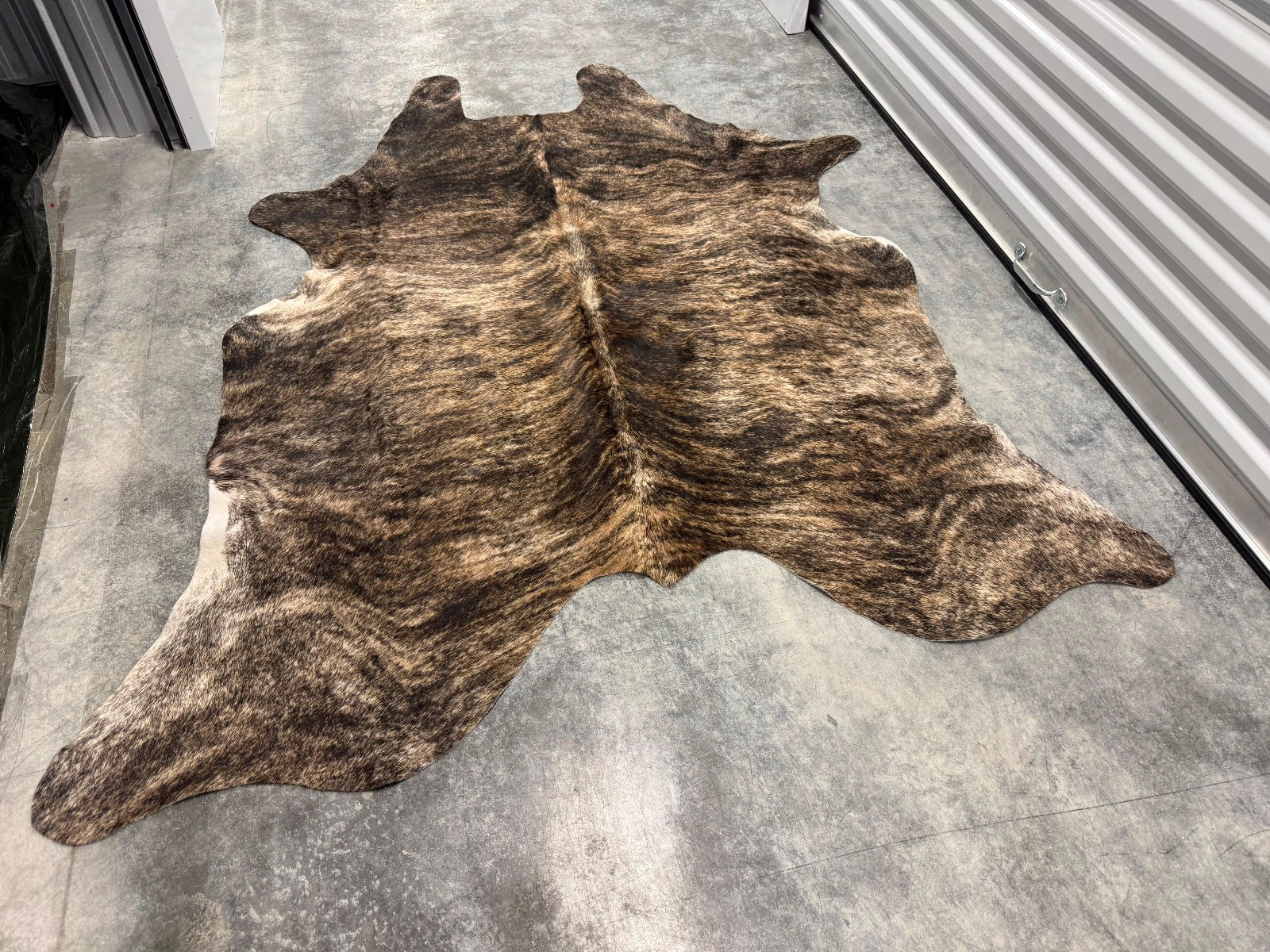 Cowhide Rug Brindle Dark 70″x65″ (5.8×5.4 ft) | Premium Quality Hide #156