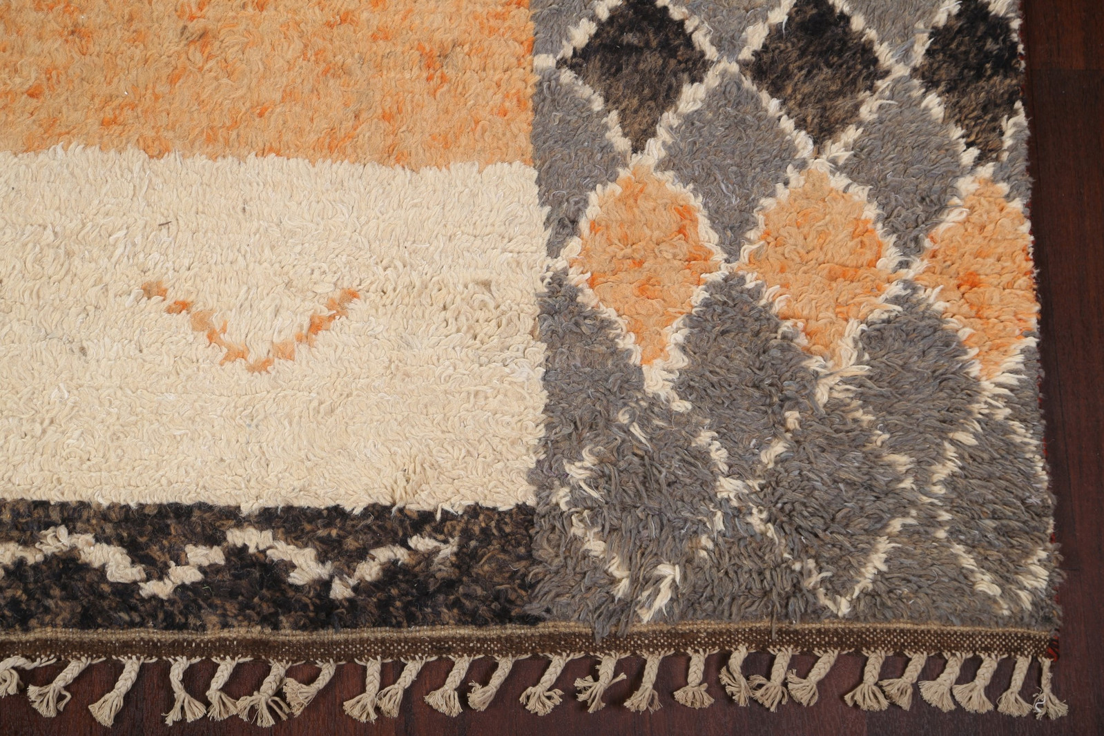 Abstract Moroccan Rug 10×15 Ft Handmade Large Geometric Wool Carpet Living Room