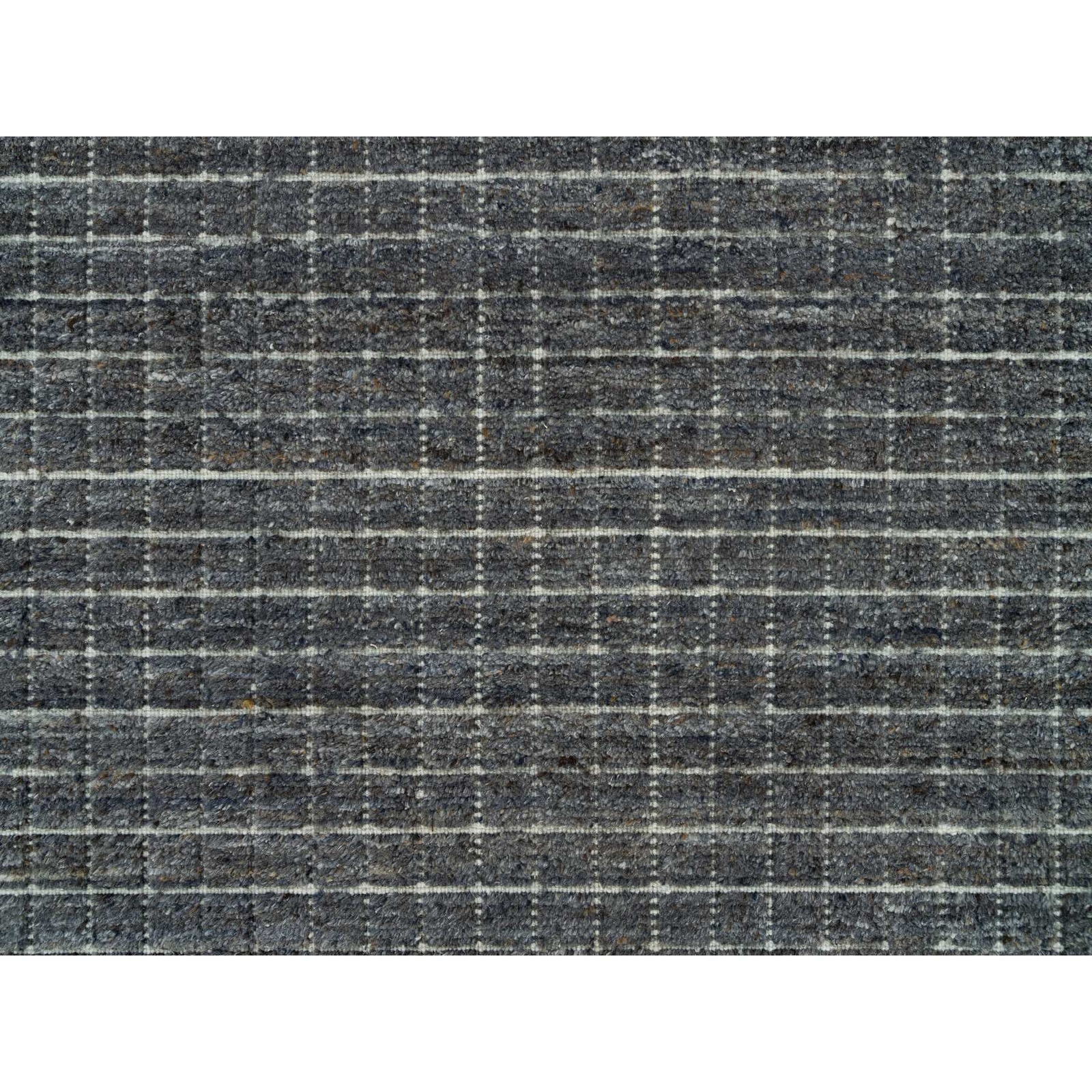 12′ x 14’9″ Gray Loomed Knotted Modern Box Design Pure Wool Oversized Rug R90345