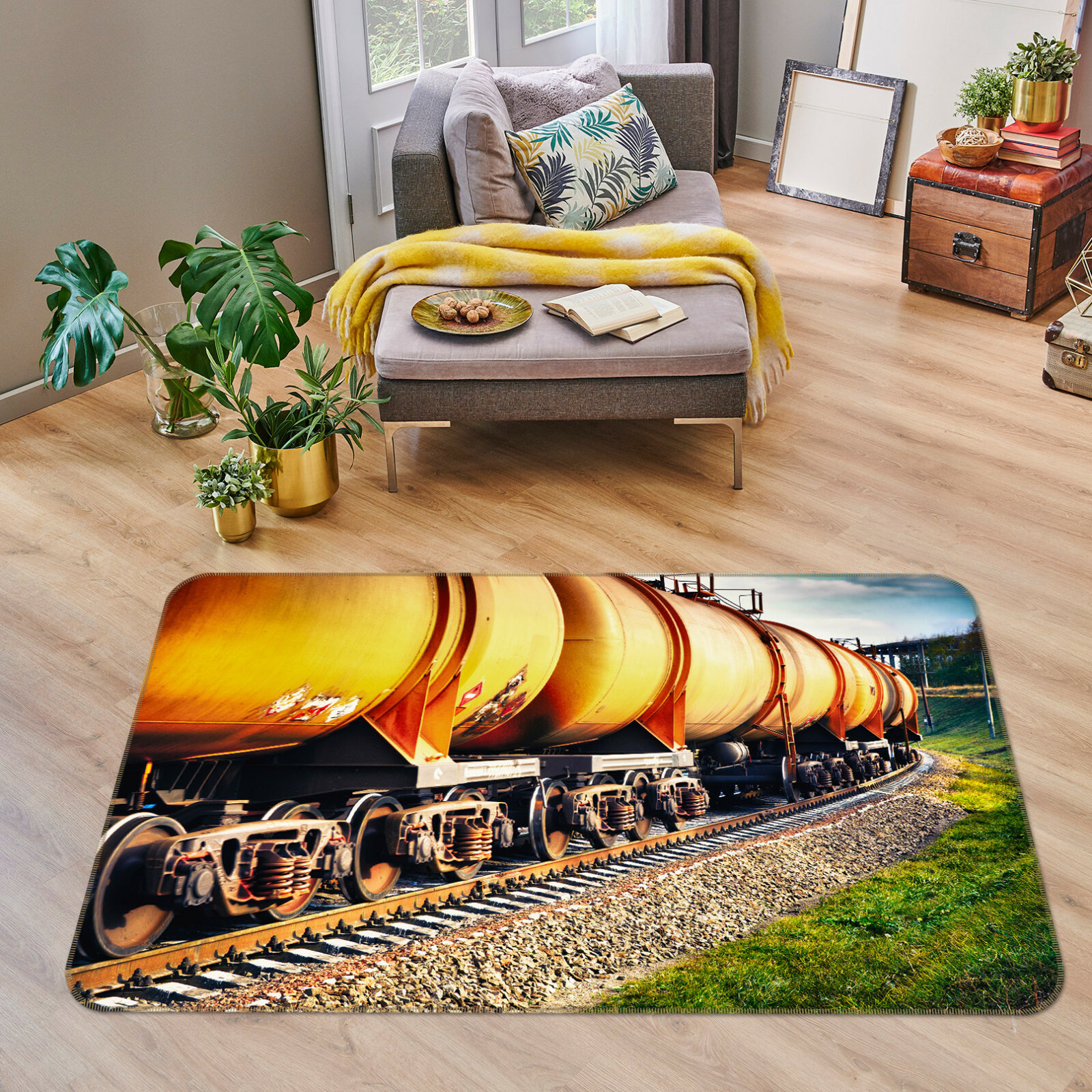 3D Oil Tank Train A288 Transport Game Non Slip Rug Mat Photo Carpet Zoe